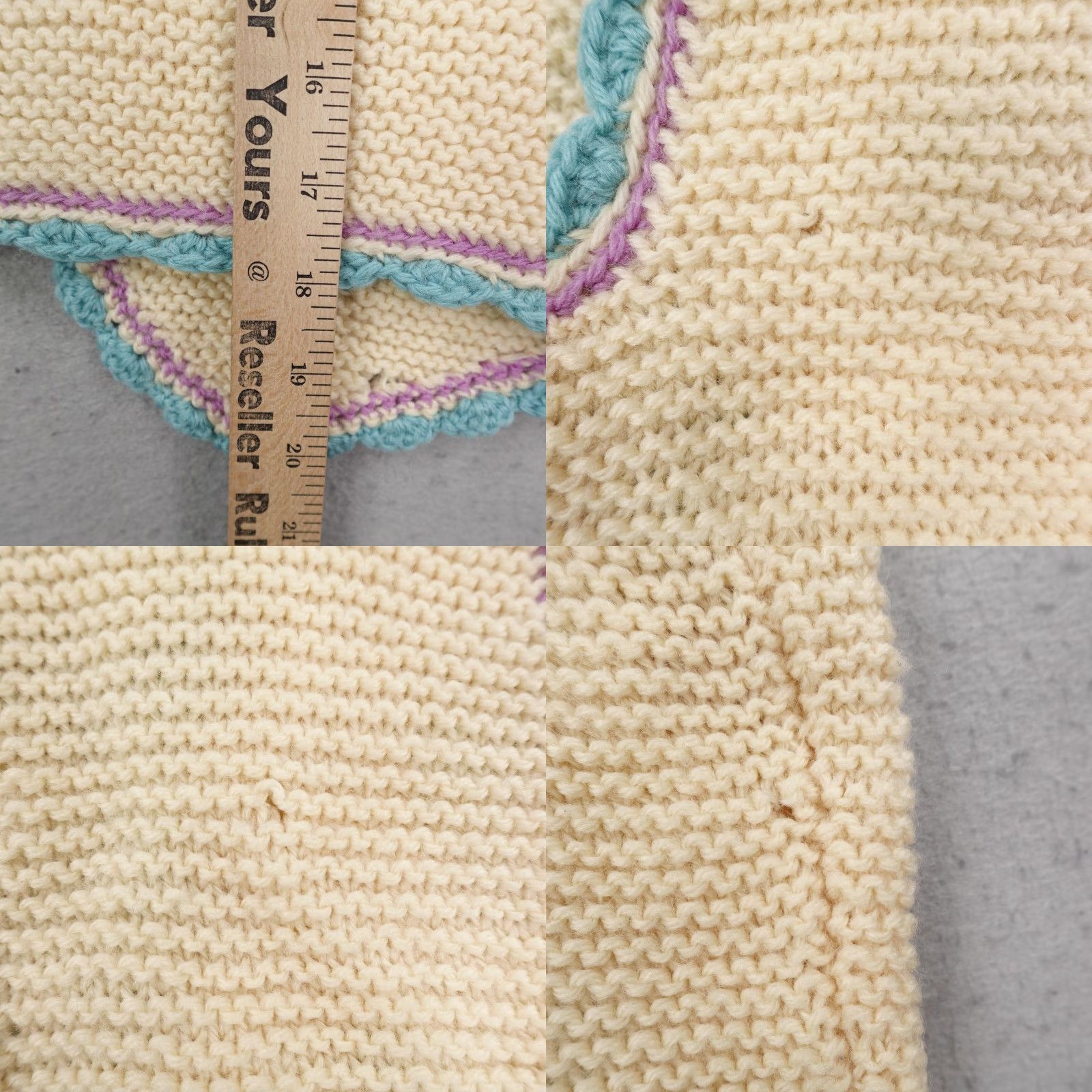 Vintage VINTAGE Hand Knitted Sweater Vest Womens XS Beige Blue Cardigan Floral Hearts Size XS / US 0-2 / IT 36-38 - 8 Thumbnail