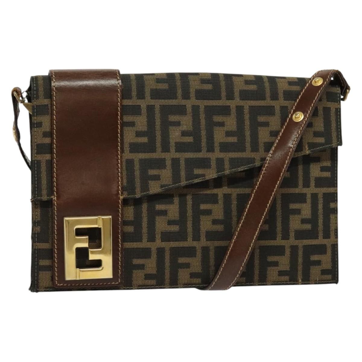 Fendi FENDI Zucca Canvas Shoulder Bag Black Brown Gold Size ONE SIZE - 1 Thumbnail