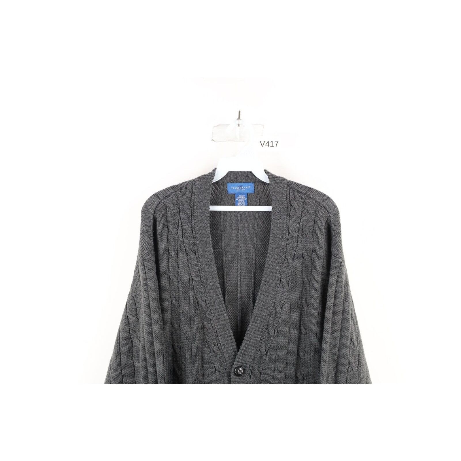 Vintage Vintage 90s Cable Knit Kurt Cobain Cardigan Sweater Size US L / EU 52-54 / 3 - 2 Thumbnail