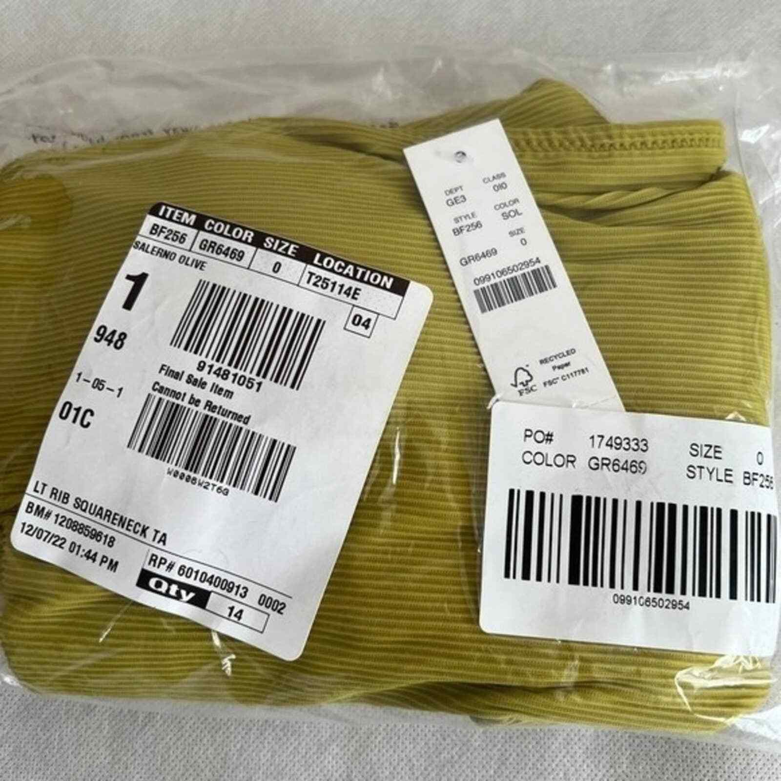 J.Crew J.CREW Salermo Olive Ribbed Squareneck One-piece, US0 Size ONE SIZE - 9 Thumbnail