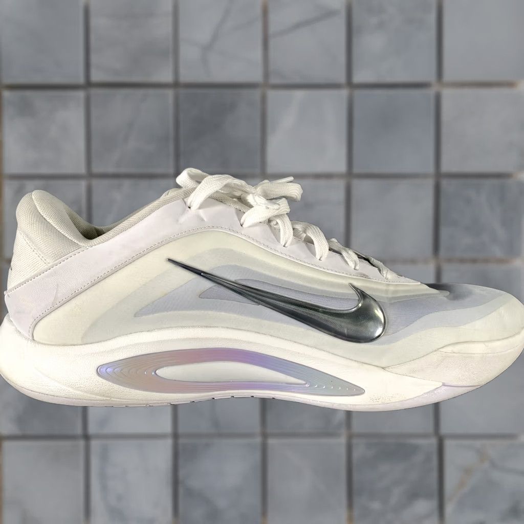 Nike NIKE Basketball Sneakers Canvas Mixed Patterns White Silver Size 15.5 Size US 15 / EU 48 - 1 Thumbnail