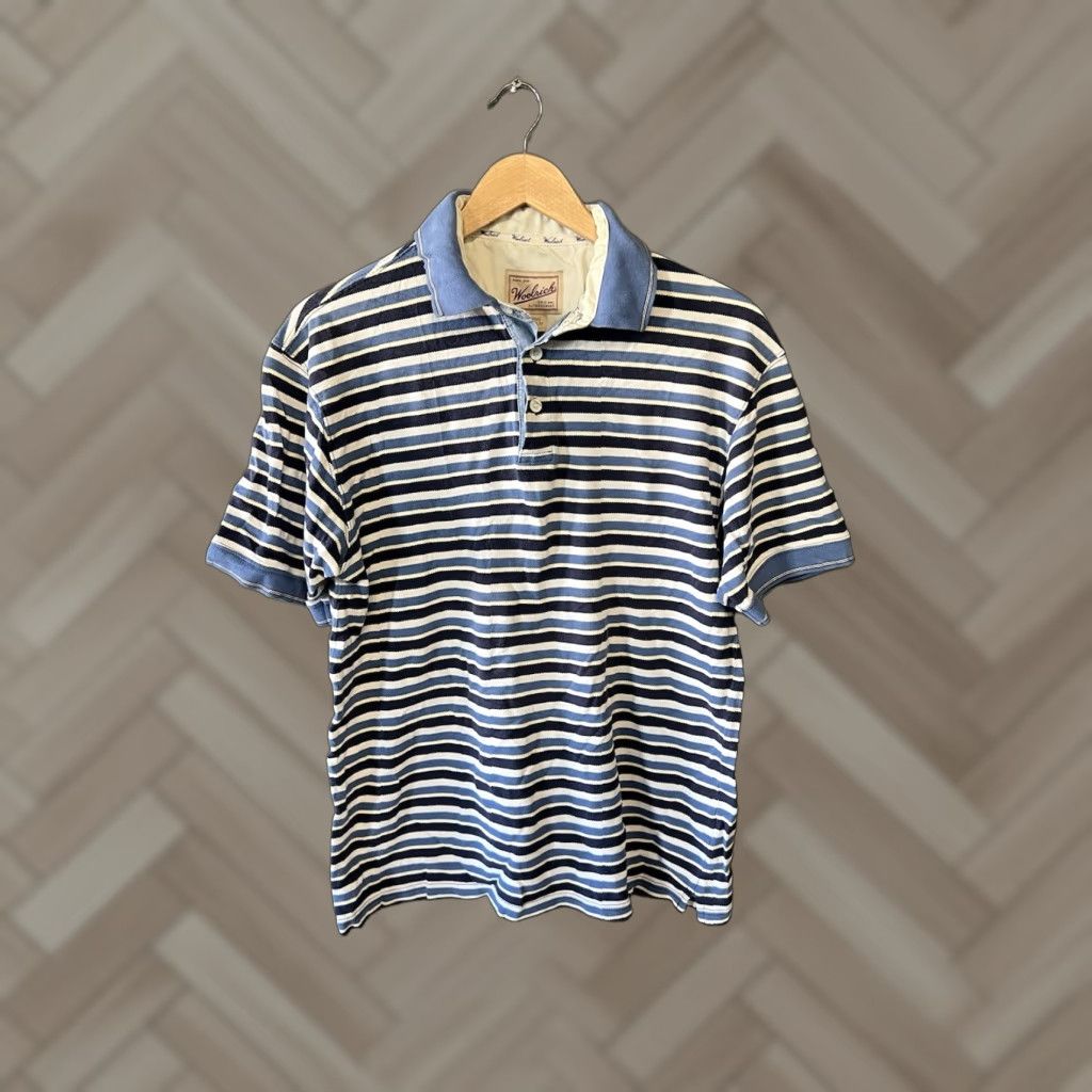 Vintage Woolrich Polo Shirt Mens Blue Short Sleeve Striped Size M Size US M / EU 48-50 / 2 - 1 Thumbnail