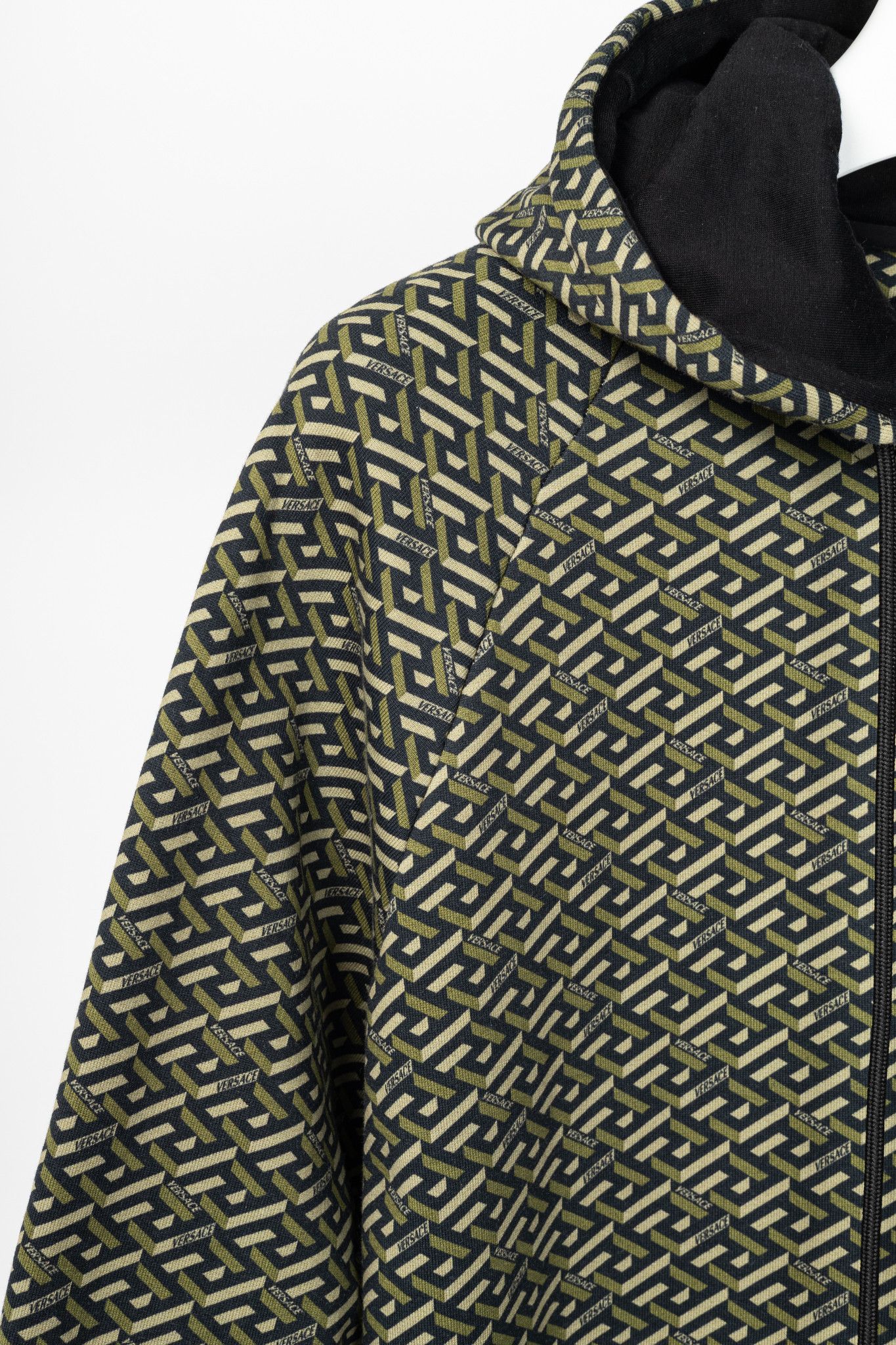 Versace Versace AW21 Green Cotton Greca-Print Smiling Medusa Hoodie Size US S / EU 44-46 / 1 - 5 Thumbnail