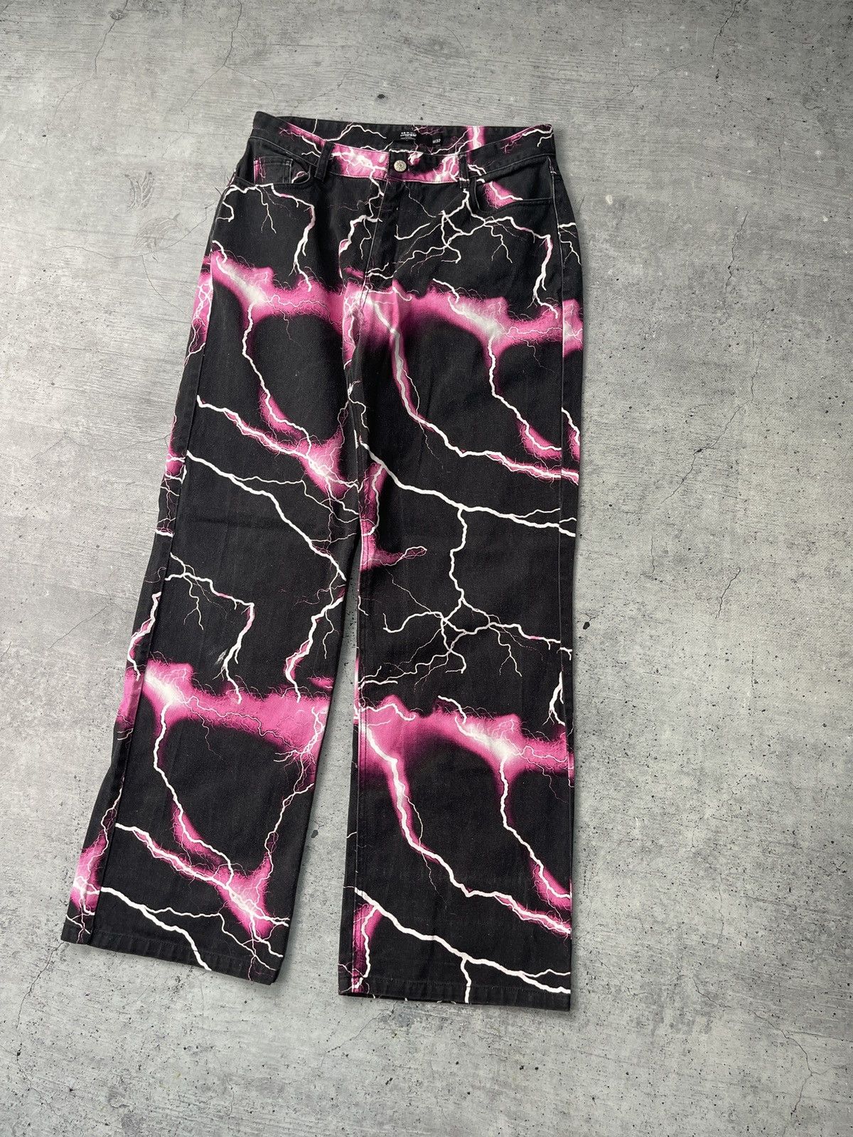 Hypebeast Jaded London Jeans Red Lightning Skate Baggy Y2K Hype Al Size US 32 / EU 48 - 2 Thumbnail