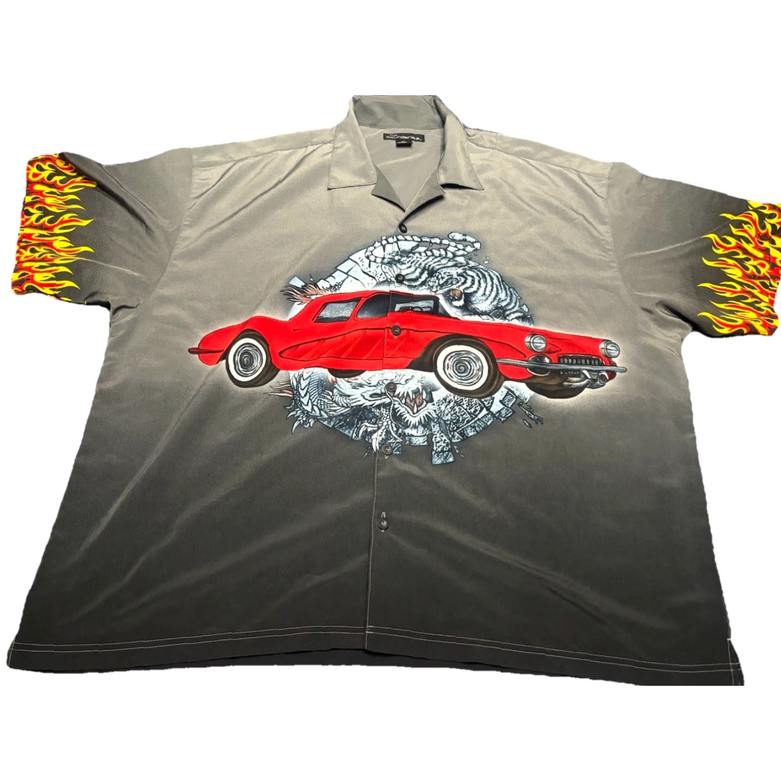 Vintage VINTAGE No Boundaries Shirt Mens 3XL Black Button-Up Short Sleeve 90s Preppy Lightweight Collared Oversized Satin Print? Size US XXL / EU 58 / 5 - 2 Thumbnail