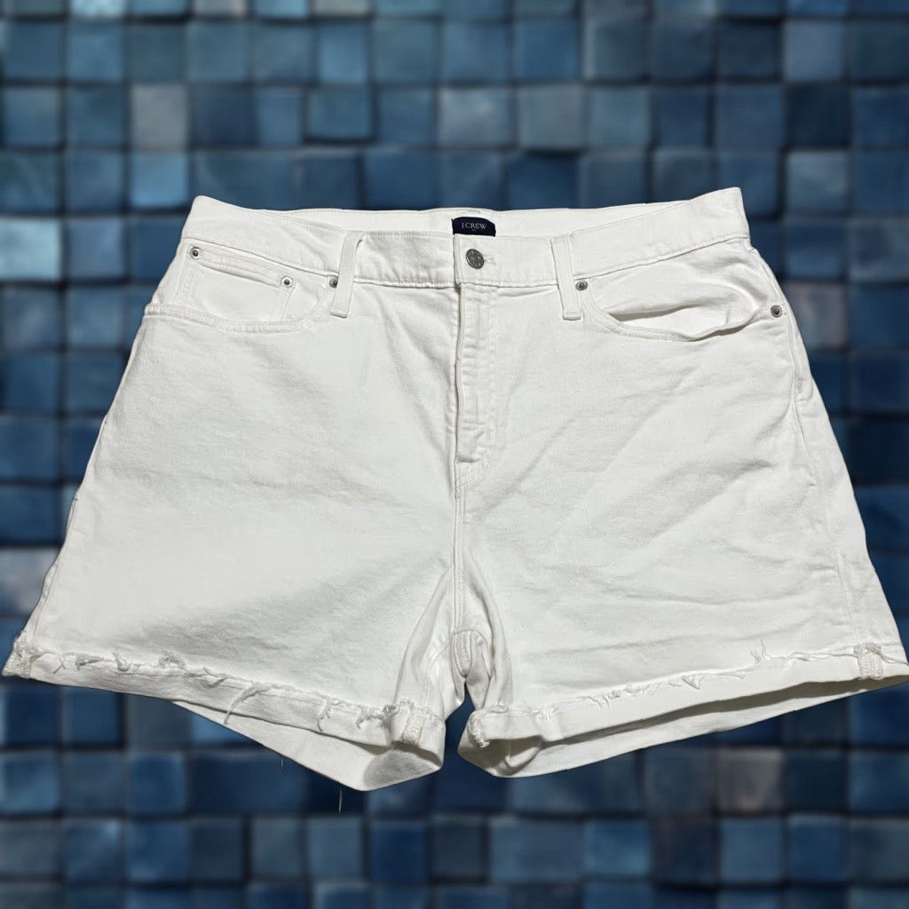 J.Crew J.CREW White Denim Cut-Off Shorts Womens 4 inseam 32 Regular High Rise Cotton Spandex Beach Casual Summer Vintage No 90s? Size 24" / US 00 / IT 34 - 1 Thumbnail