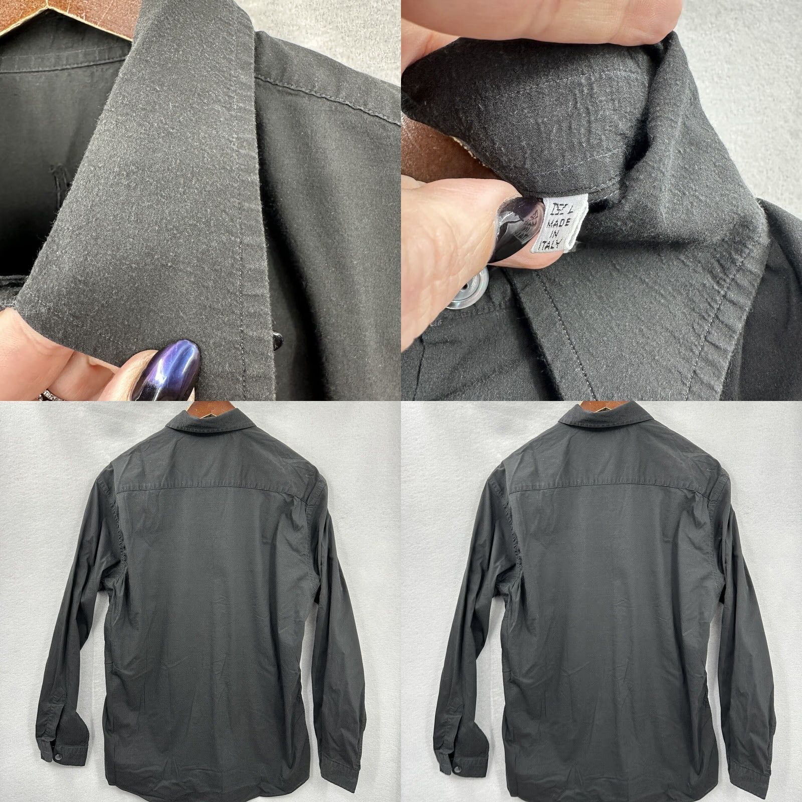 Harrods Harrods Men's Dress Shirt Large Black Retro Preppy Cotton Long Sleeve Business Casual Formal Size 42R - 8 Thumbnail