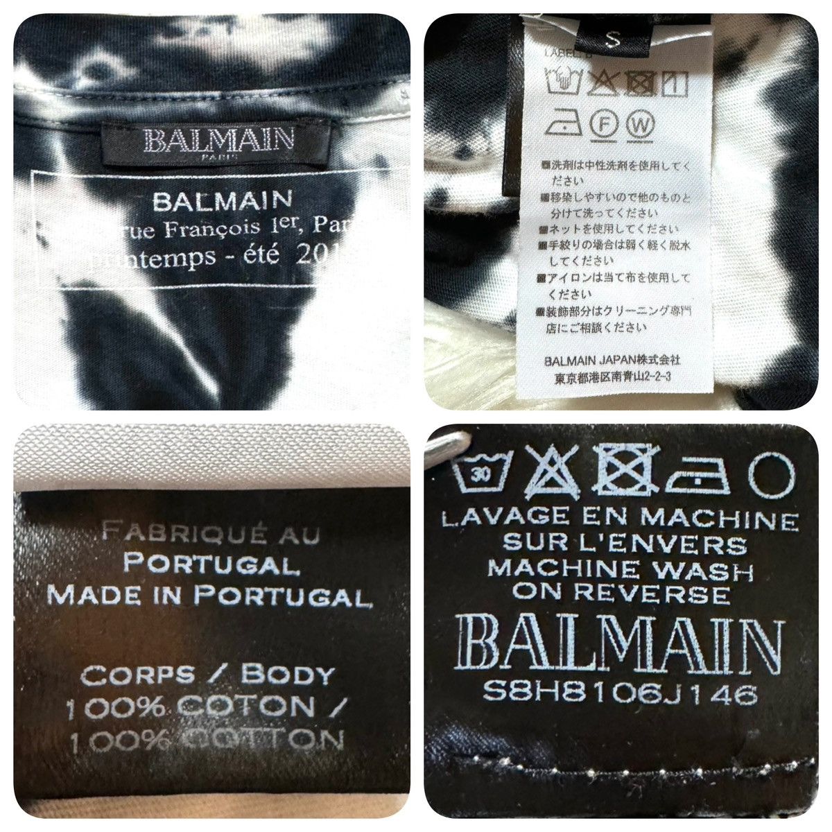 Balmain Balmain Homme tie-dye emblem T-shirt S black white Size US S / EU 44-46 / 1 - 2 Thumbnail