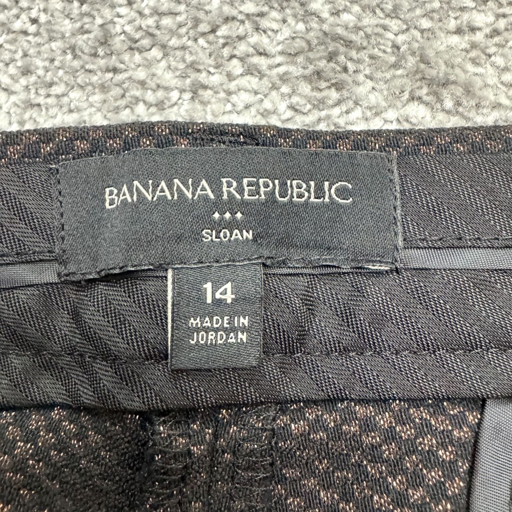 Banana Republic Banana Republic Sloan Slim Ankle Dress Pants Womens 14 Brown Textured Cotton Blend Flat Front Zip Hook & Eye N/A 10s? Size 36" / US 14 / IT 50 - 6 Thumbnail