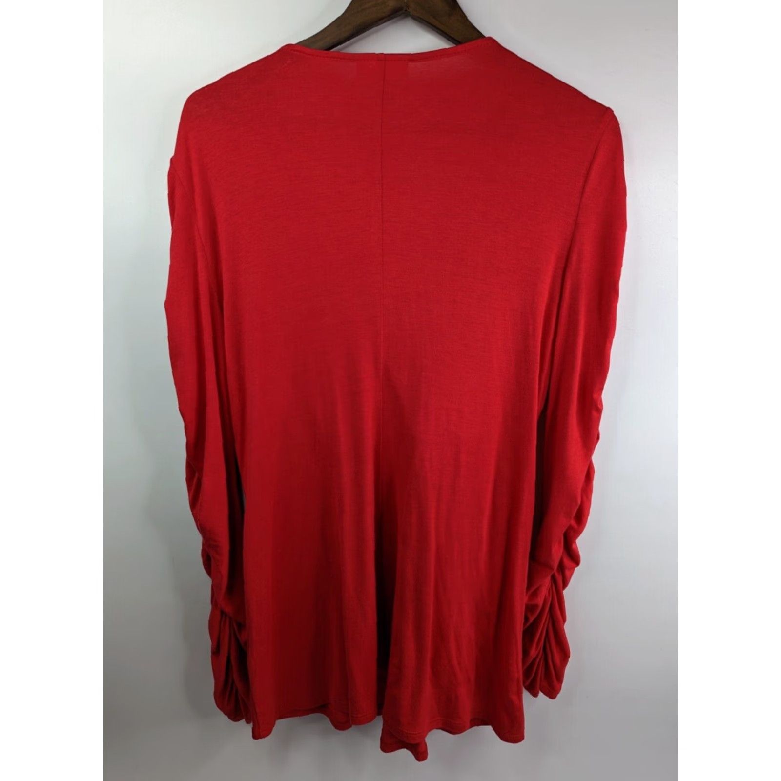 Soft Surroundings Soft Surroundings Tunic Shirt Womens XL Red V-Neck Long Sleeve Ruched Black Accent Size XL / US 12-14 / IT 48-50 - 6 Thumbnail