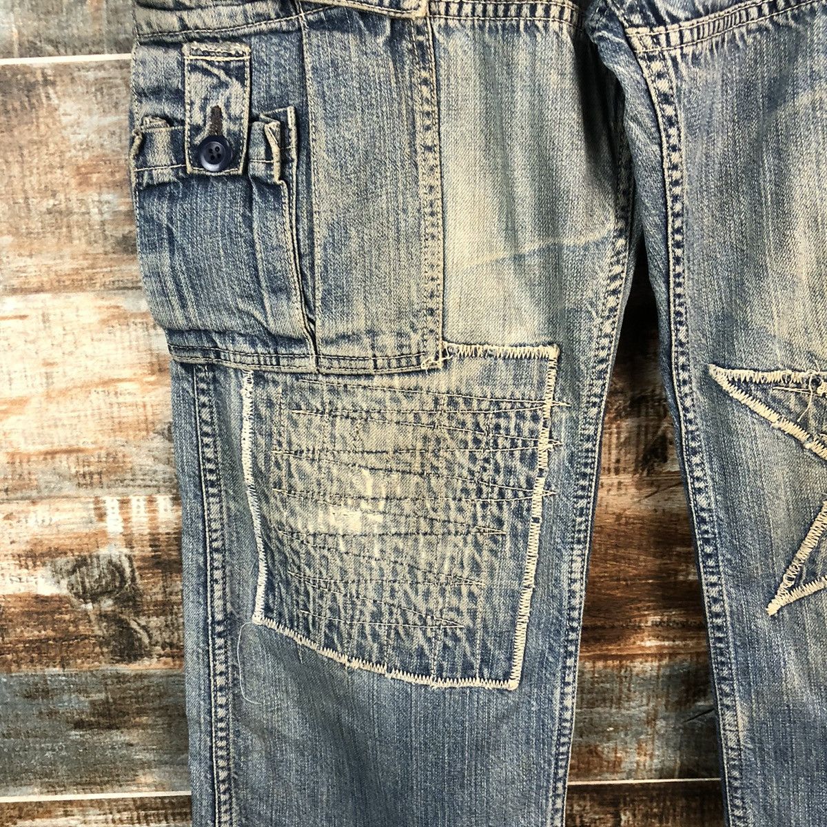 OVER THE STRiPES DLL Over The Stripes patchwork Blue Multipocket Pants #C632 Size US 30 / EU 46 - 11 Thumbnail