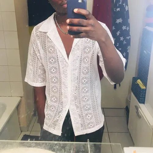 Japanese Brand Mesh See Through Lapel Sexy Short Sleeve streetwear y2k Size US M / EU 48-50 / 2 - 3 Thumbnail