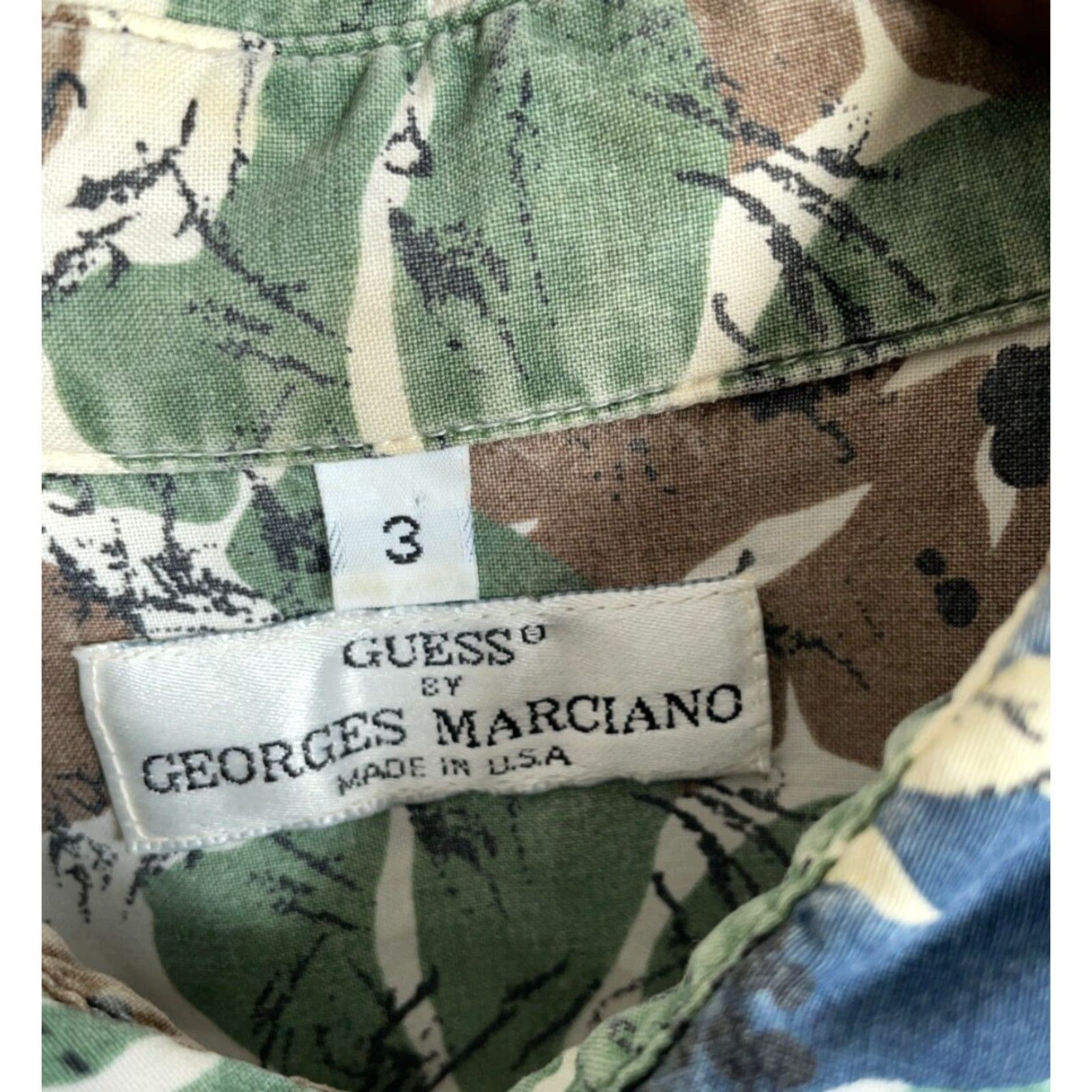 Guess VINTAGE GUESS Men’s Hawaiian Shirt XL Green Floral 90s Casual Cotton Button-Up Size US XL / EU 56 / 4 - 4 Thumbnail