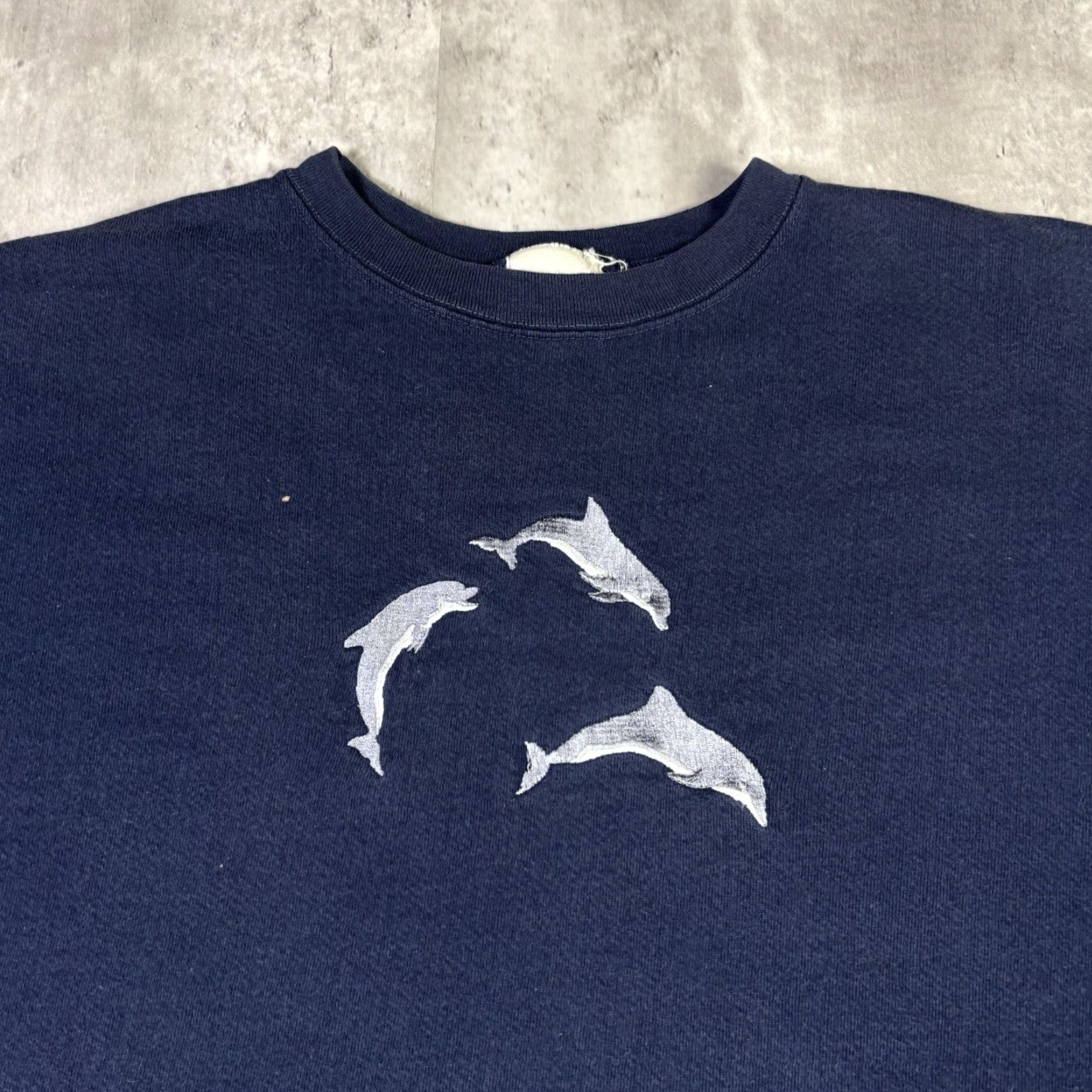 Vintage VINTAGE Dolphins Embroidered Sweatshirt Animal Nature Wildlife Ocean Crewneck XL Size US XL / EU 56 / 4 - 5 Thumbnail