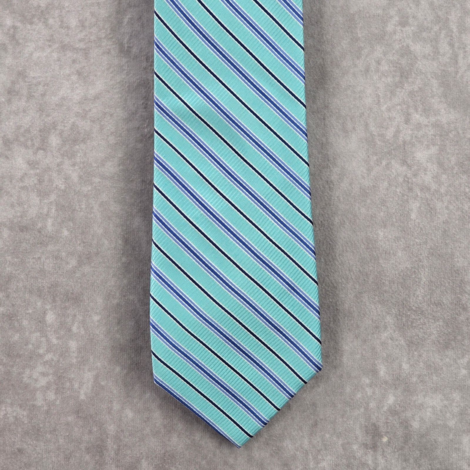 Saddlebred Saddlebred Blue Stripe Repp 100% Silk Men's Neck Tie Size 30 - 1 Thumbnail