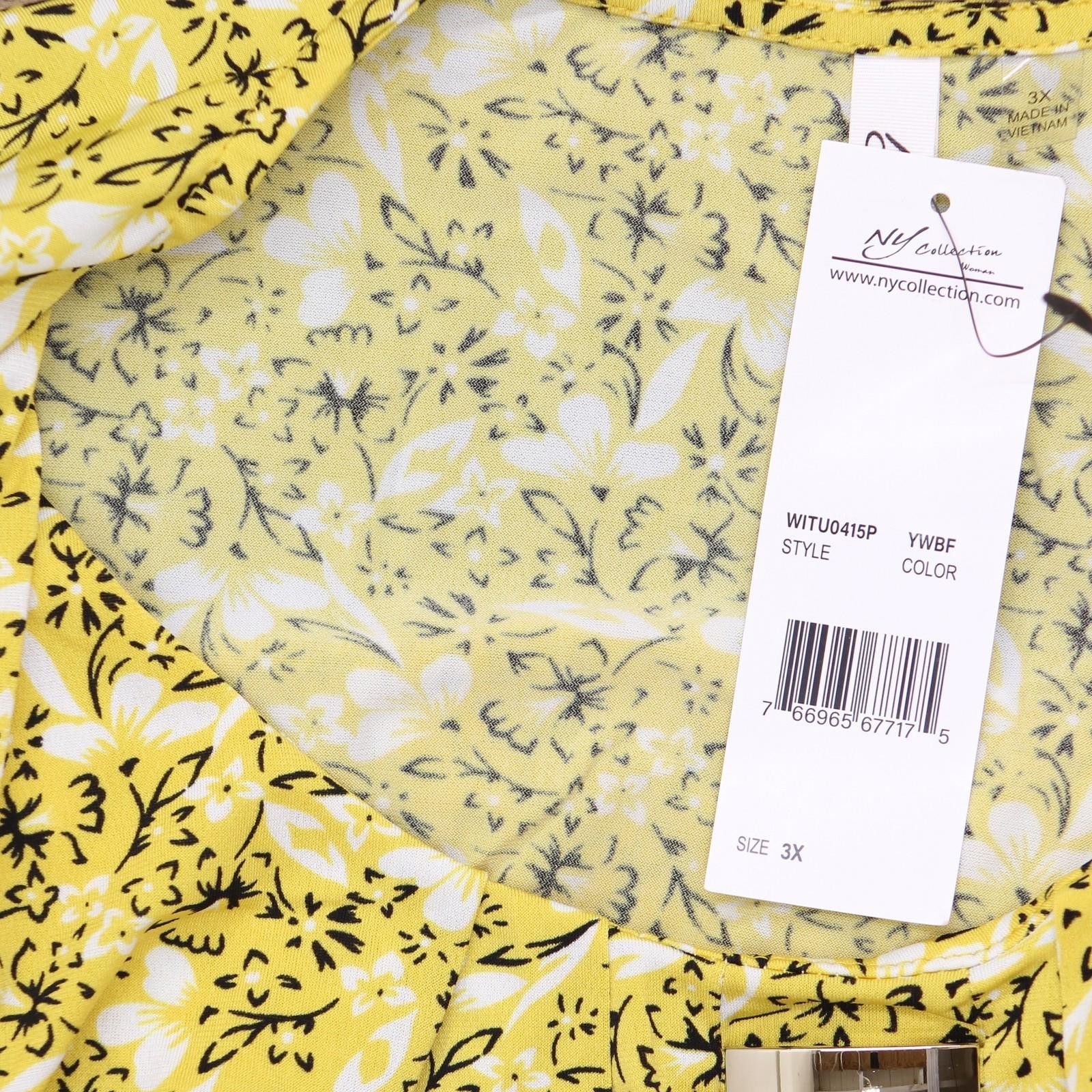 Other Nwt Ny Collection Balloon Sleeves Yellow Black Floral 3x Size 3XL / US 20-22 - 3 Thumbnail