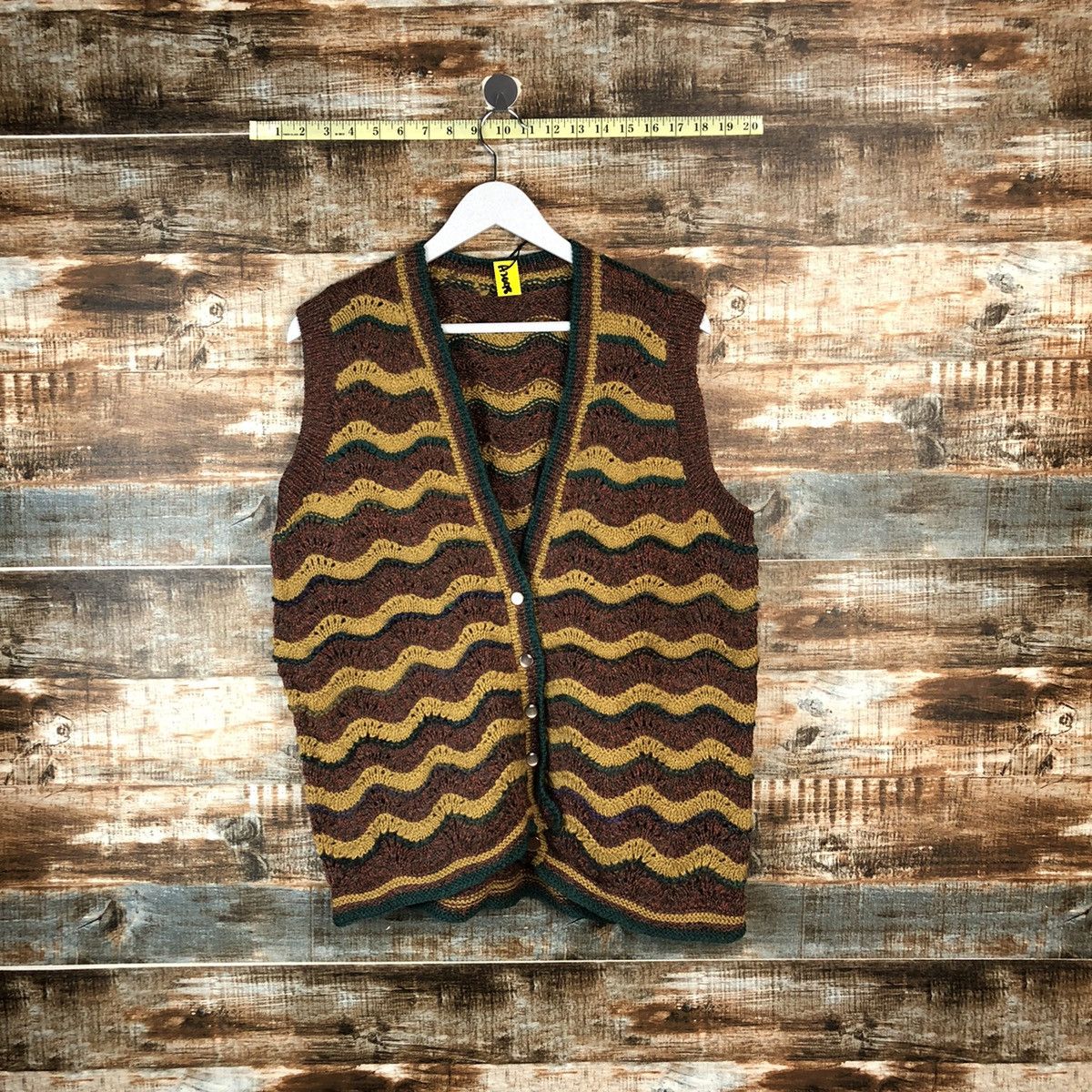 Handmade × Japanese Brand × Vintage Japan vintage wave cardigan Vest Knitwear #A2047 Size M / US 6-8 / IT 42-44 - 1 Thumbnail