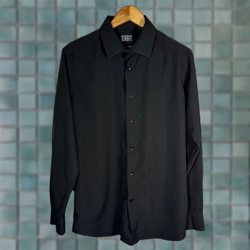 Scotch & Soda Scotch & Soda Amsterdam Mens Button-Down Shirt Black Size L 41 in Chest Modern Fit Slim Long Sleeve Collared Button-Up Size US L / EU 52-54 / 3 - 1 Thumbnail