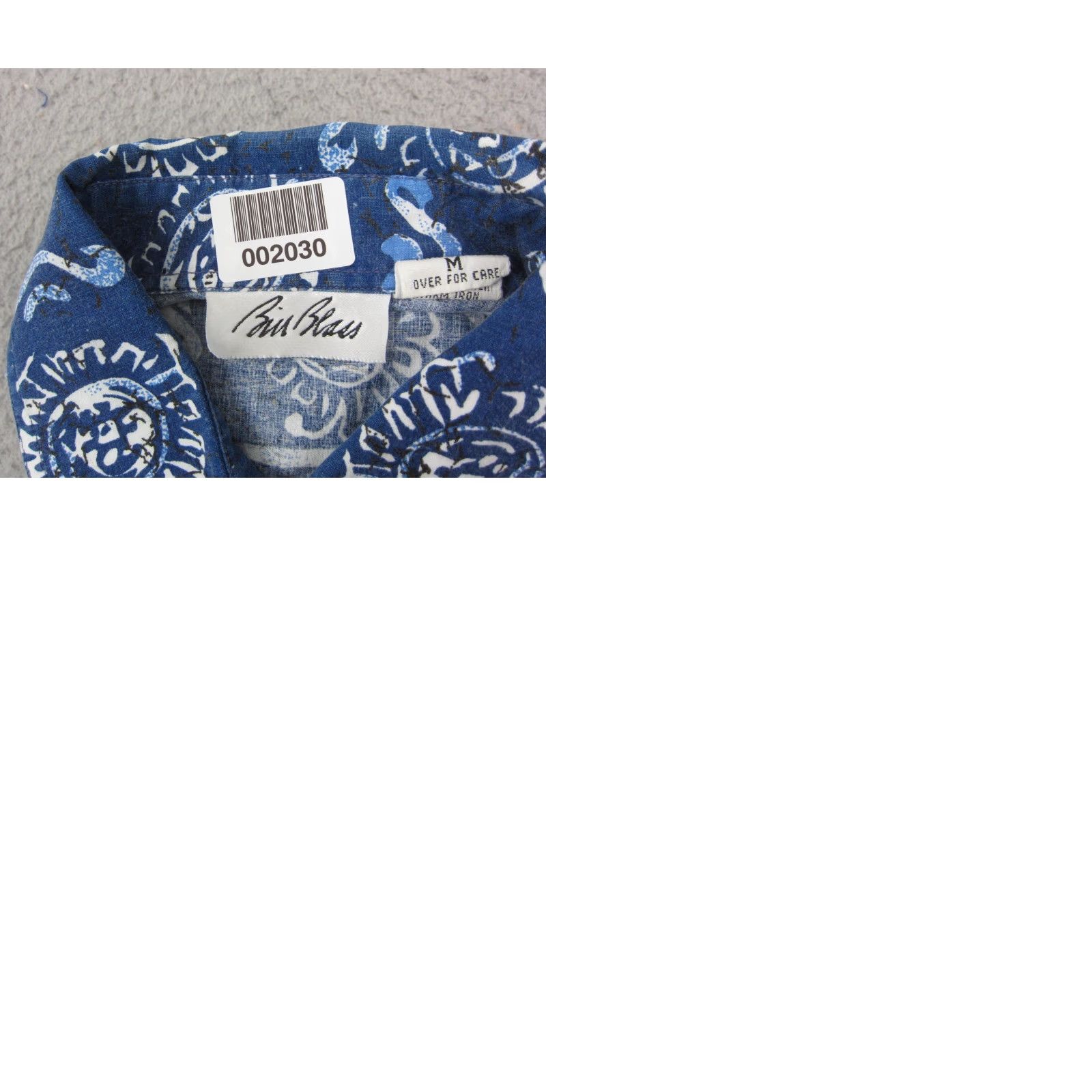 Bill Blass VINTAGE Bill Blass Shirt Mens Medium Blue White Abstract Tribal Cotton Hawaiian Shirt Size US M / EU 48-50 / 2 - 9 Thumbnail