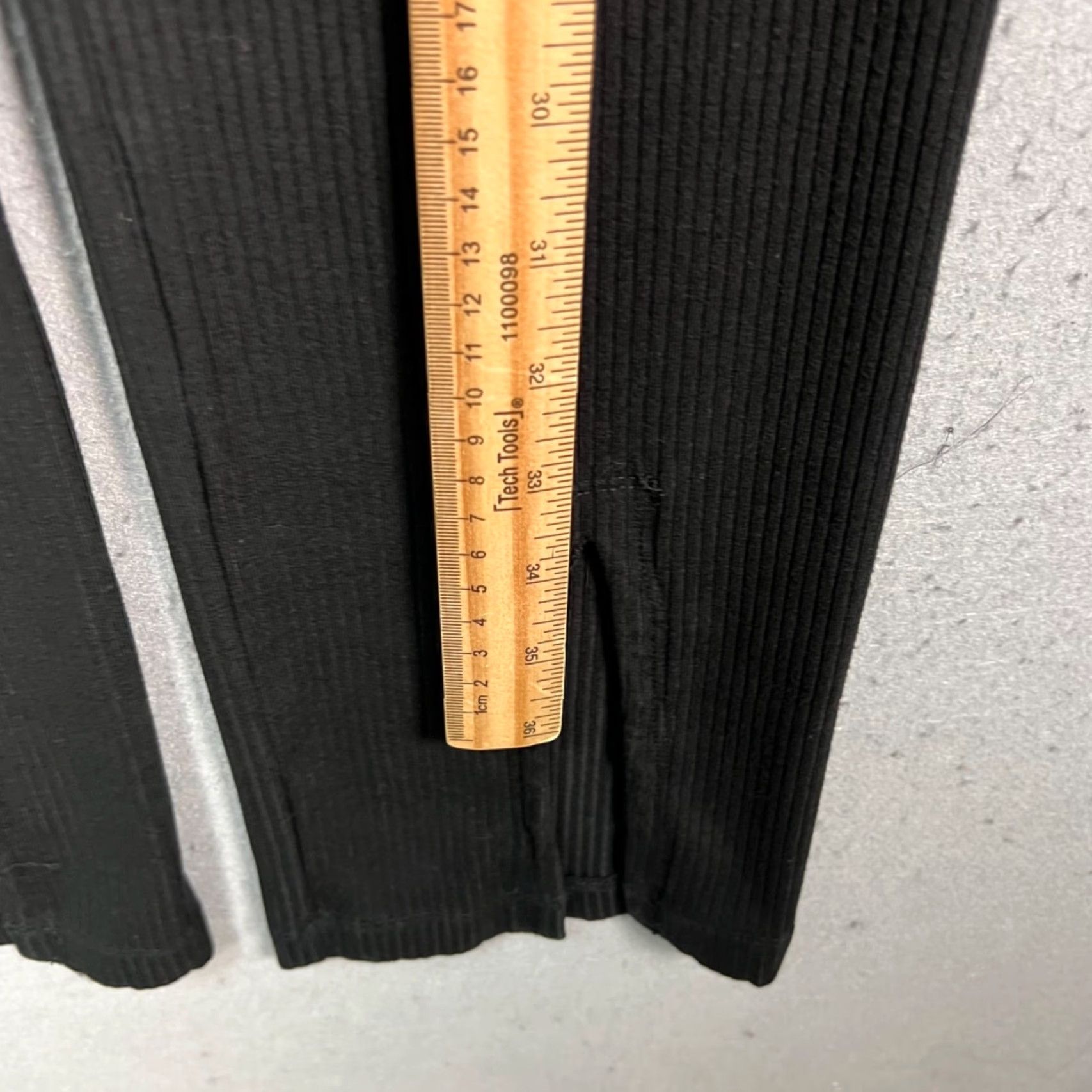 Reformation Reformation Womens XS Black Ribbed Knit Split Hem Straight Leg Pants - Womens XS Black Knit Pants Size 26" / US 2 / IT 38 - 6 Thumbnail