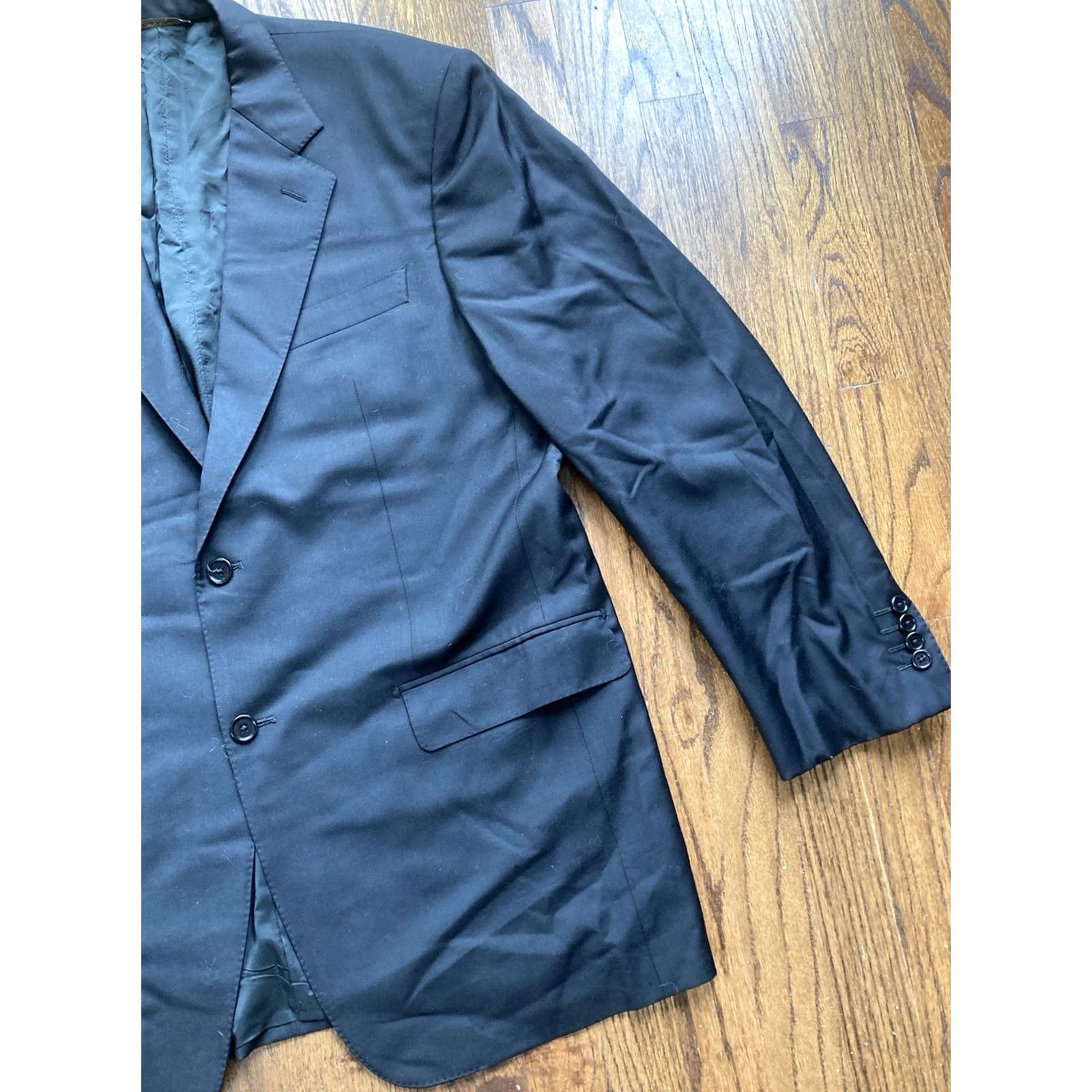 Loro Piana Luca diMarco Blazer Mens 46R Wool Black Notch Lapel 2 Button Single-Breasted Tailored 120s Italy Size 46R - 3 Thumbnail