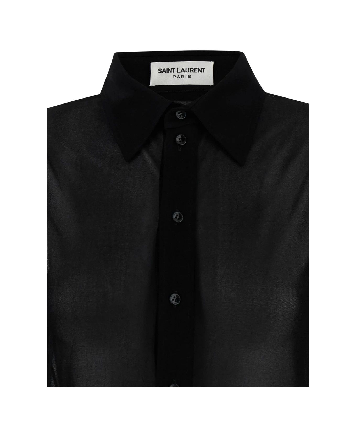 Saint Laurent Paris o1y0126 Solid Color Shirt in Black Size M / US 6-8 / IT 42-44 - 3 Thumbnail