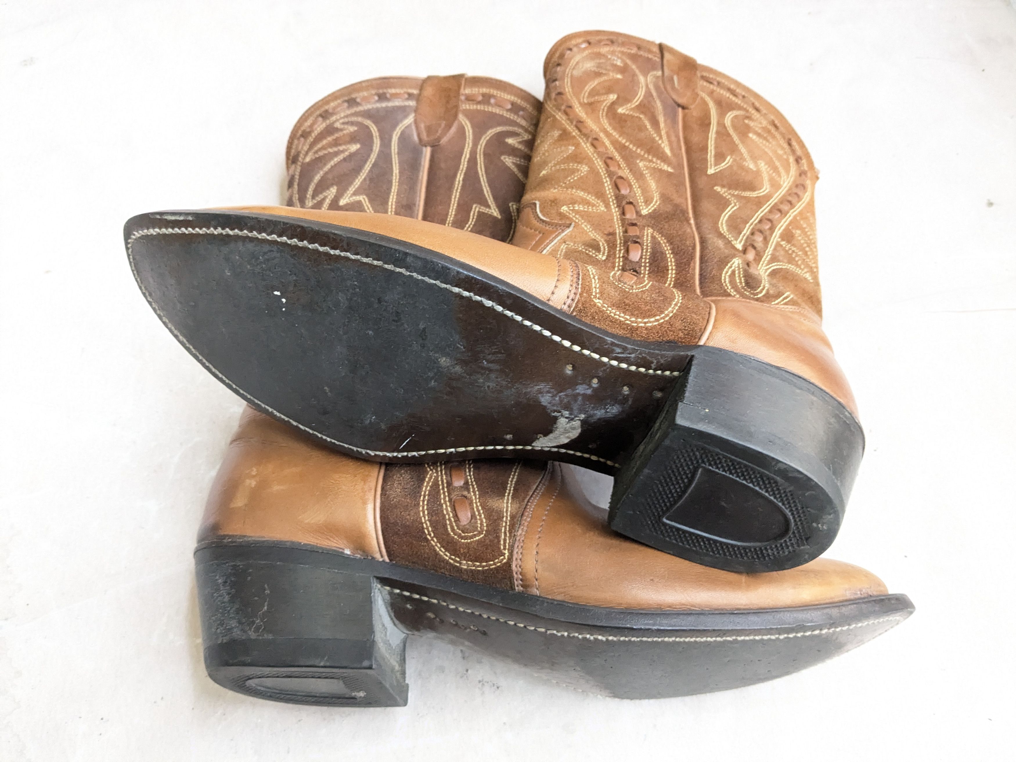 Genuine Leather Vintage Cowboy Boots Brown Leather Suede 9.5 USA Size US 9.5 / EU 42-43 - 14 Thumbnail