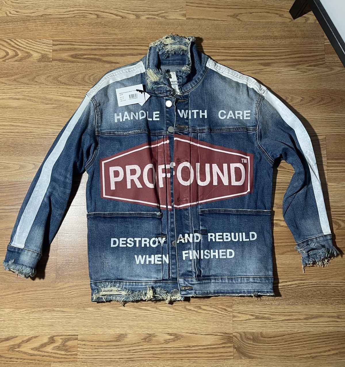 image of Profound Aesthetic Profound Denim Destroyer Jacket in Blue, Women's (Size Small)