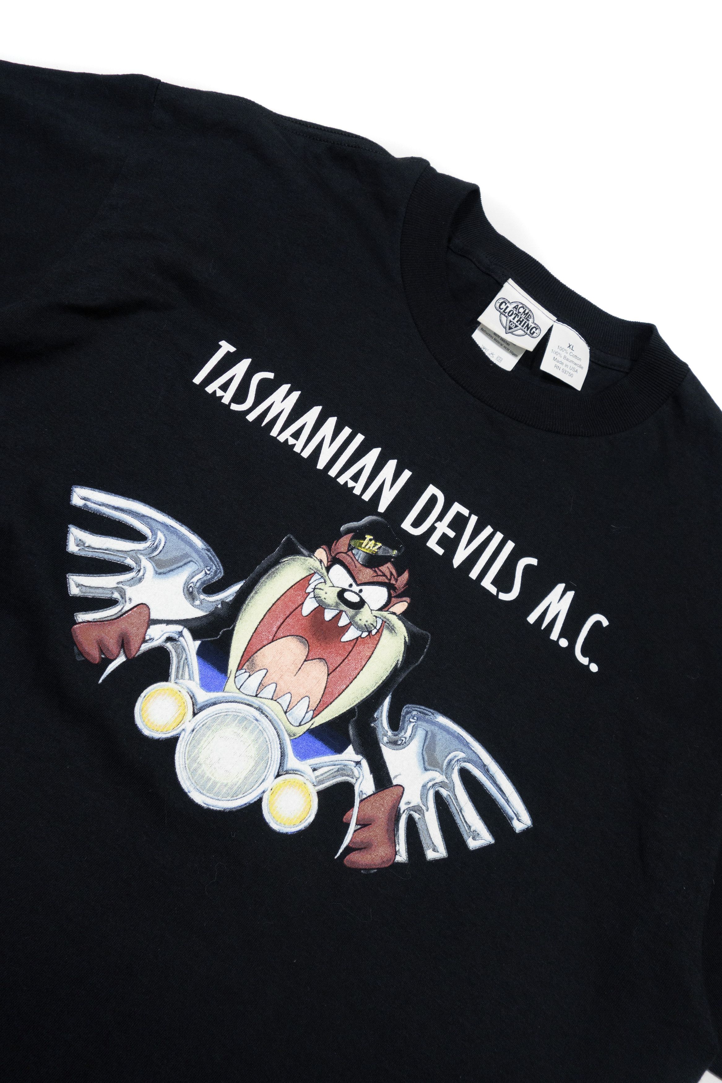 Warner Bros 90s Taz Tasmanian Devils MC Biker T-Shirt Acme Made in USA Size US XL / EU 56 / 4 - 3 Thumbnail