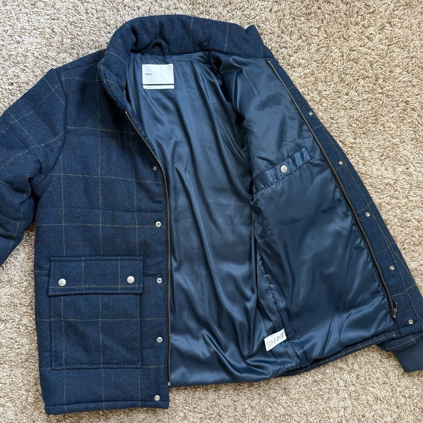 Adsum Adsum New York Blue Plaid Wool Jacket Puffer Full Zip Size S Size US S / EU 44-46 / 1 - 5 Thumbnail