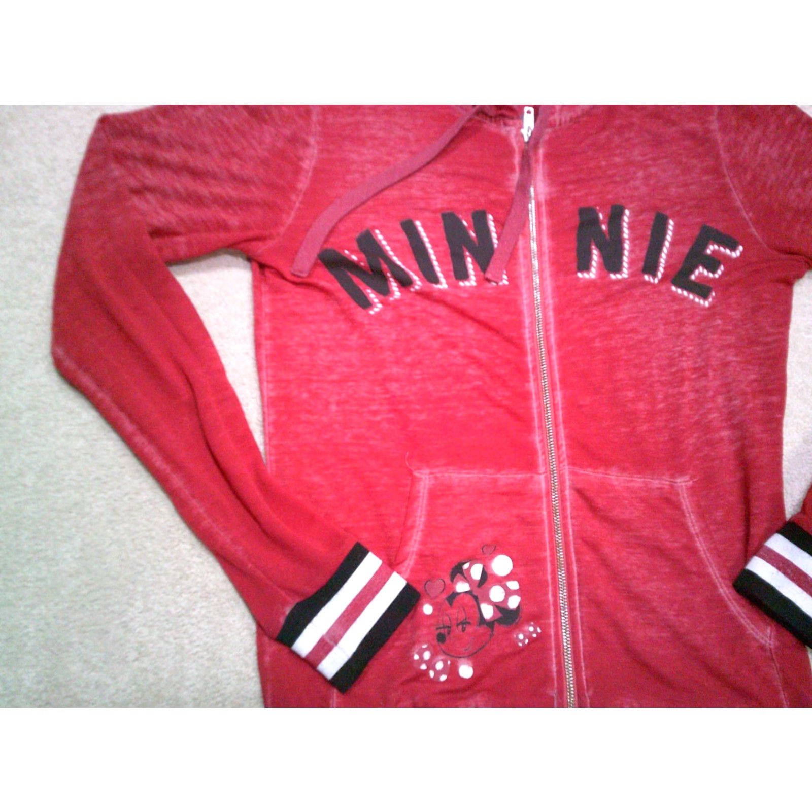 Disney VINTAGE Disney Minnie Mouse Jacket Womens Small Red Full Zip Hooded Sheer Size S / US 4 / IT 40 - 4 Thumbnail