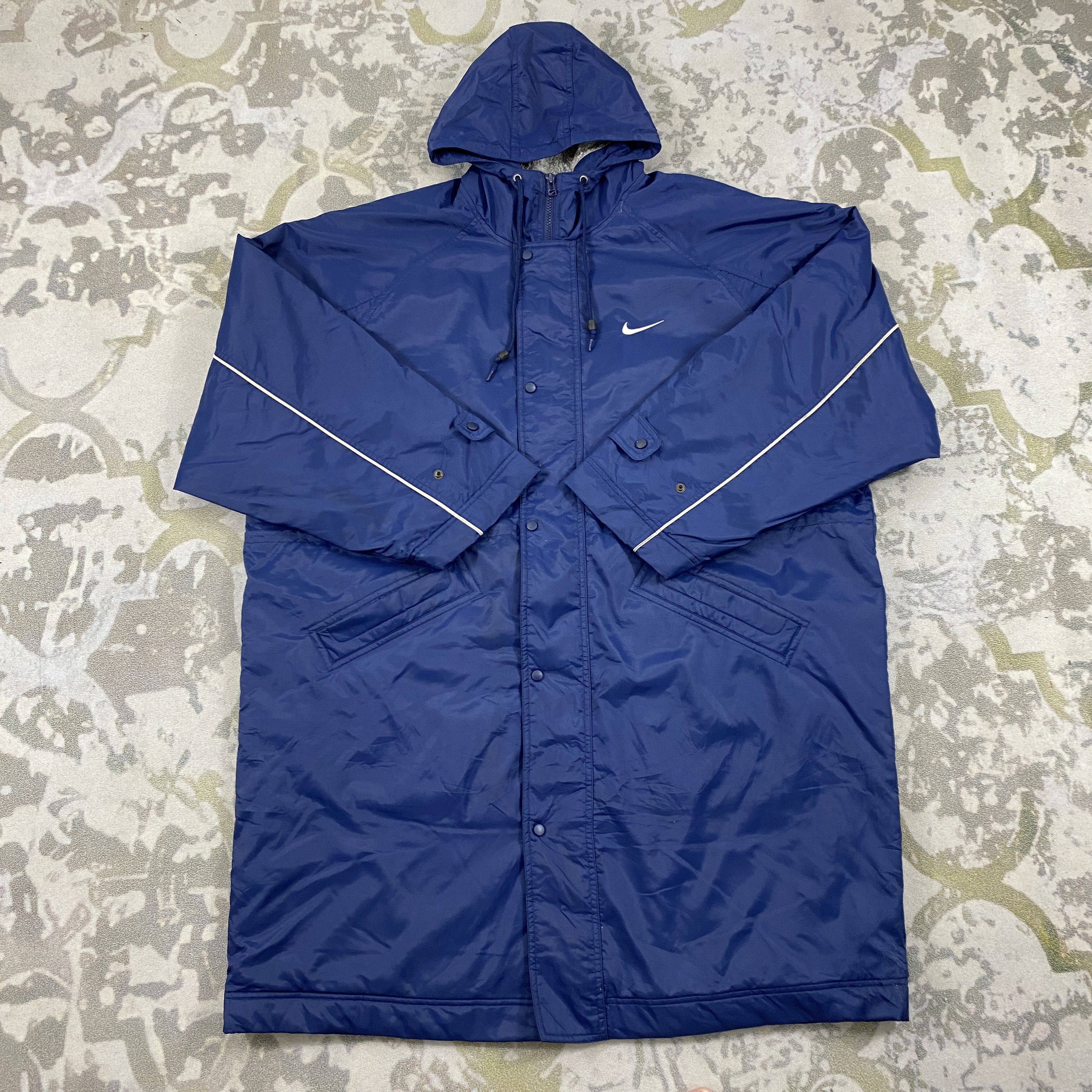 Nike Vintage 90s Nike Mini Swoosh Center Logo Long Jacket- J508 Size US XL / EU 56 / 4 - 4 Thumbnail