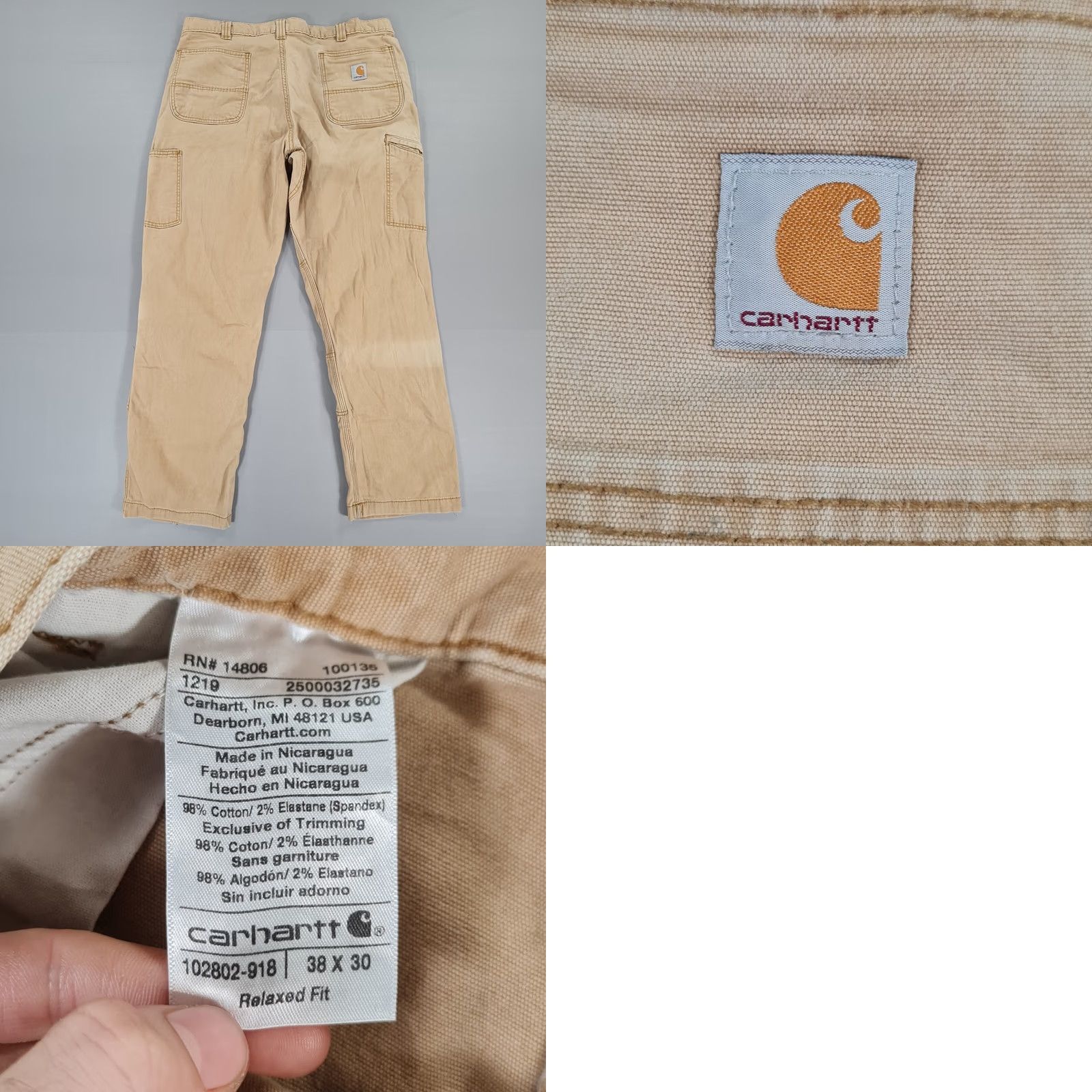 Carhartt VINTAGE Carhartt Mens Trousers Carpenter Beige W38 L30 Relaxed Fit Double Knee Work Pants 102802 Size US 38 / EU 54 - 8 Thumbnail