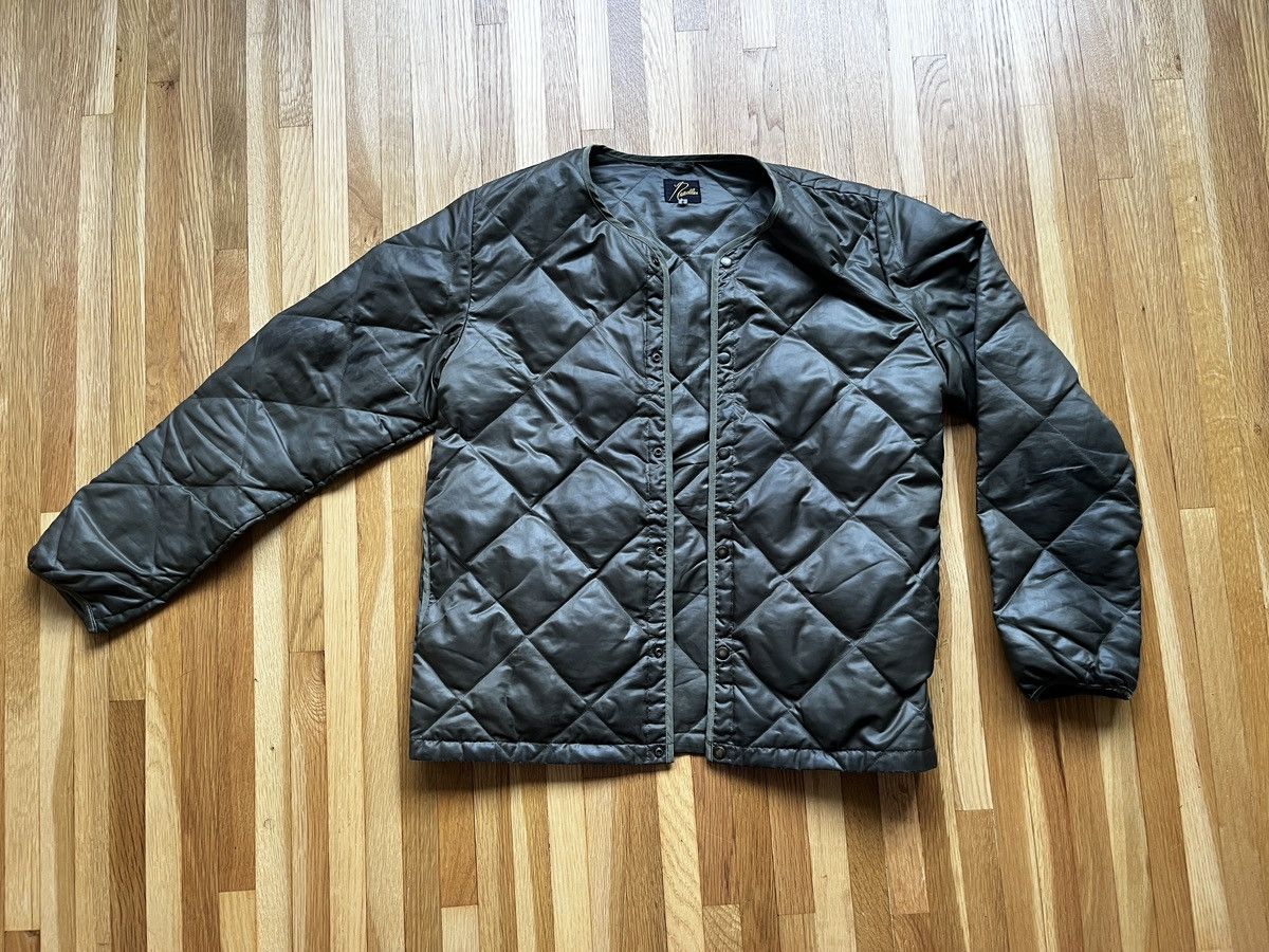 image of Military x Needles Japanese Quilted Down Bomber in Green, Men's (Size Medium)