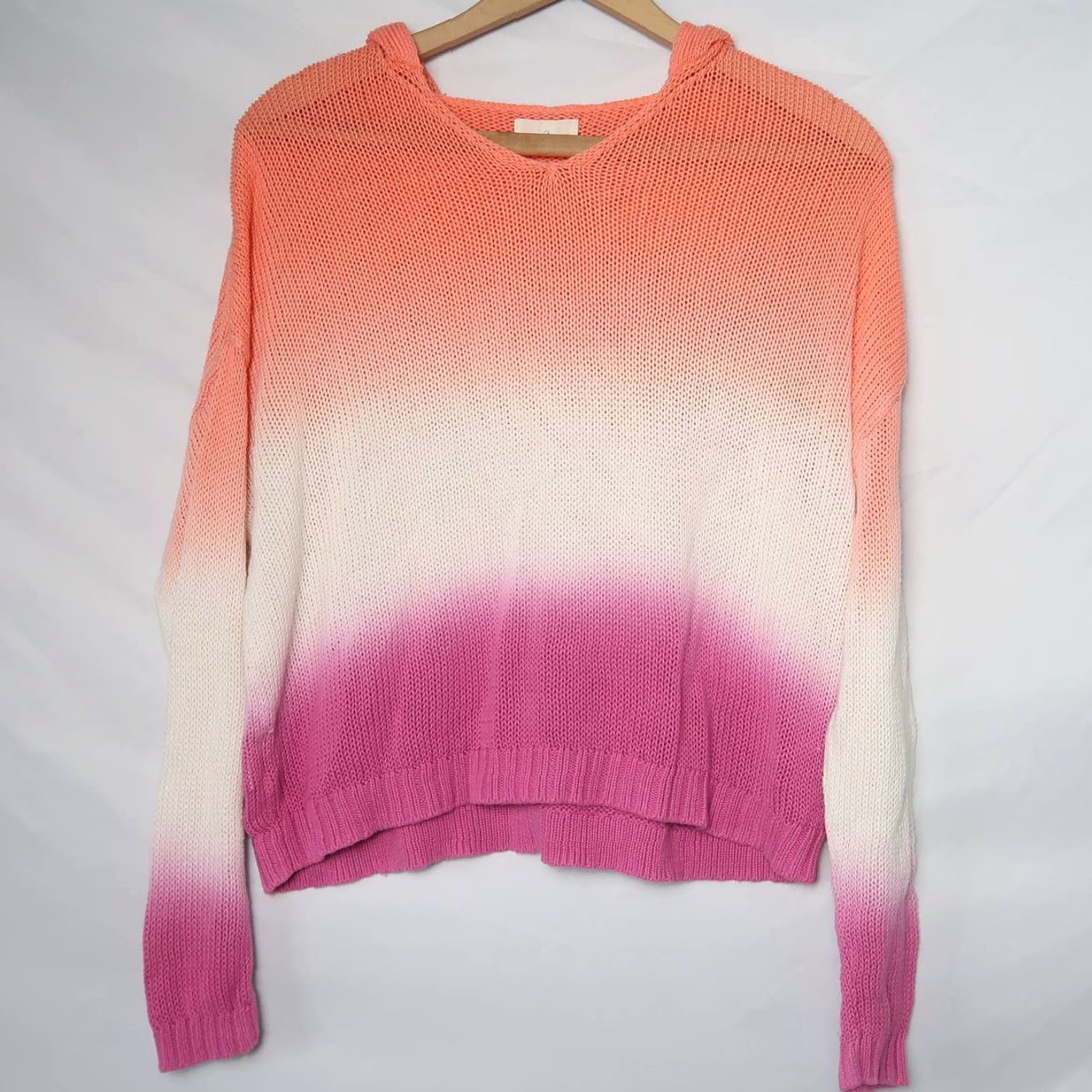 Lou & Grey Lou & Grey coral orange white and purple ombre knit hooded sweater S Women Pullover Long Sleeve Cotton Knit Hooded Casual Size S / US 4 / IT 40 - 2 Thumbnail