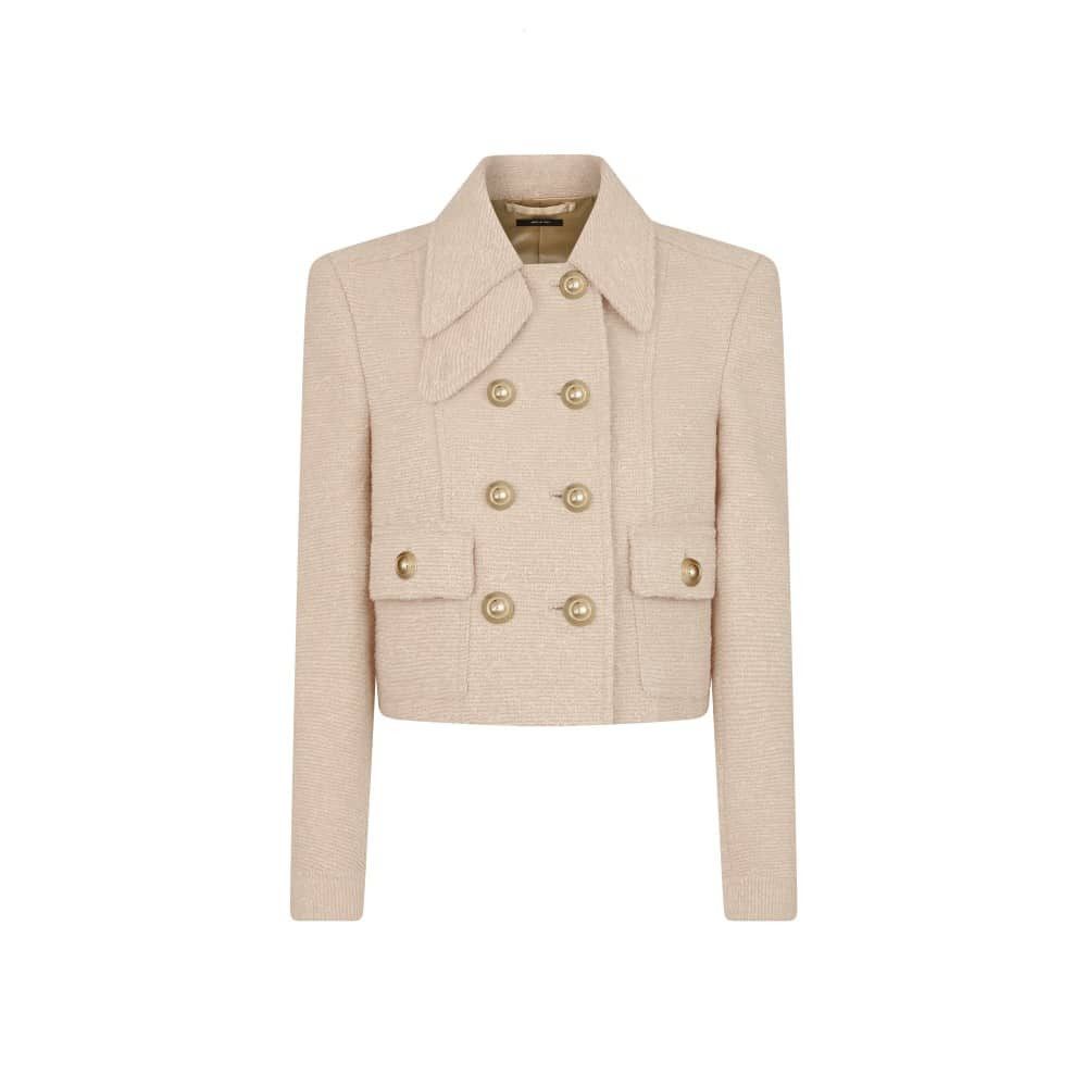 Tom Ford o1loc1c0126 CS1256 Virgin Wool Boucle Chasseur Jacket Beige Size M / US 6-8 / IT 42-44 - 1 Thumbnail