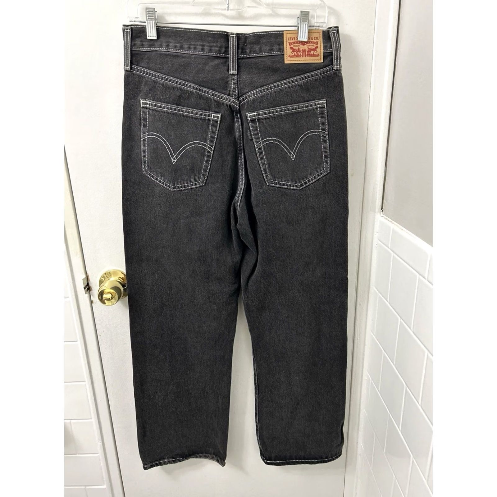 Levi's Levi's Ribcage Straight Ankle Jeans Womens 30x27 Black High Rise Button Fly Denim Cotton Blend 5-Pocket 90s Vintage Charcoal Wash Size 30" / US 8 / IT 44 - 2 Thumbnail
