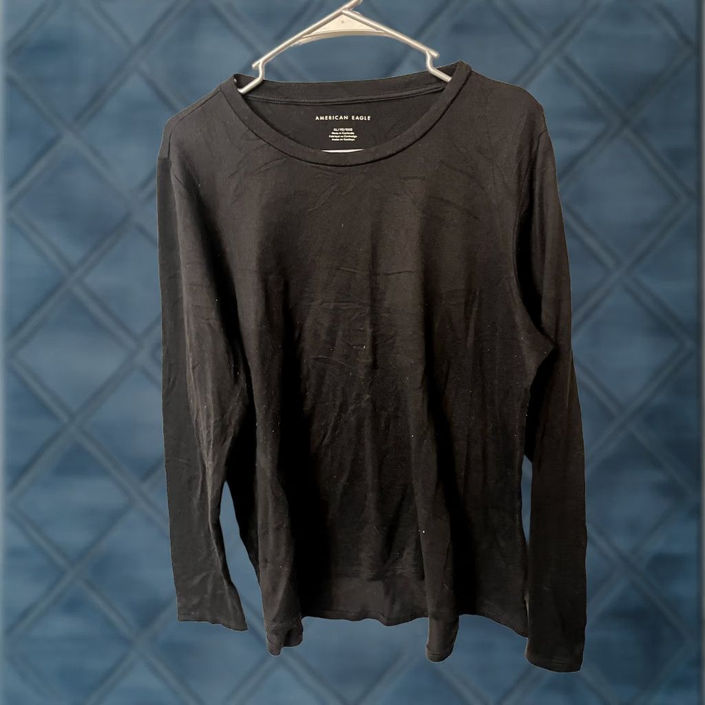 American Eagle Outfitters American Eagle Outfitters Women T-Shirt Long Sleeve Black Solid XL Crew Neck Size XL / US 12-14 / IT 48-50 - 1 Thumbnail
