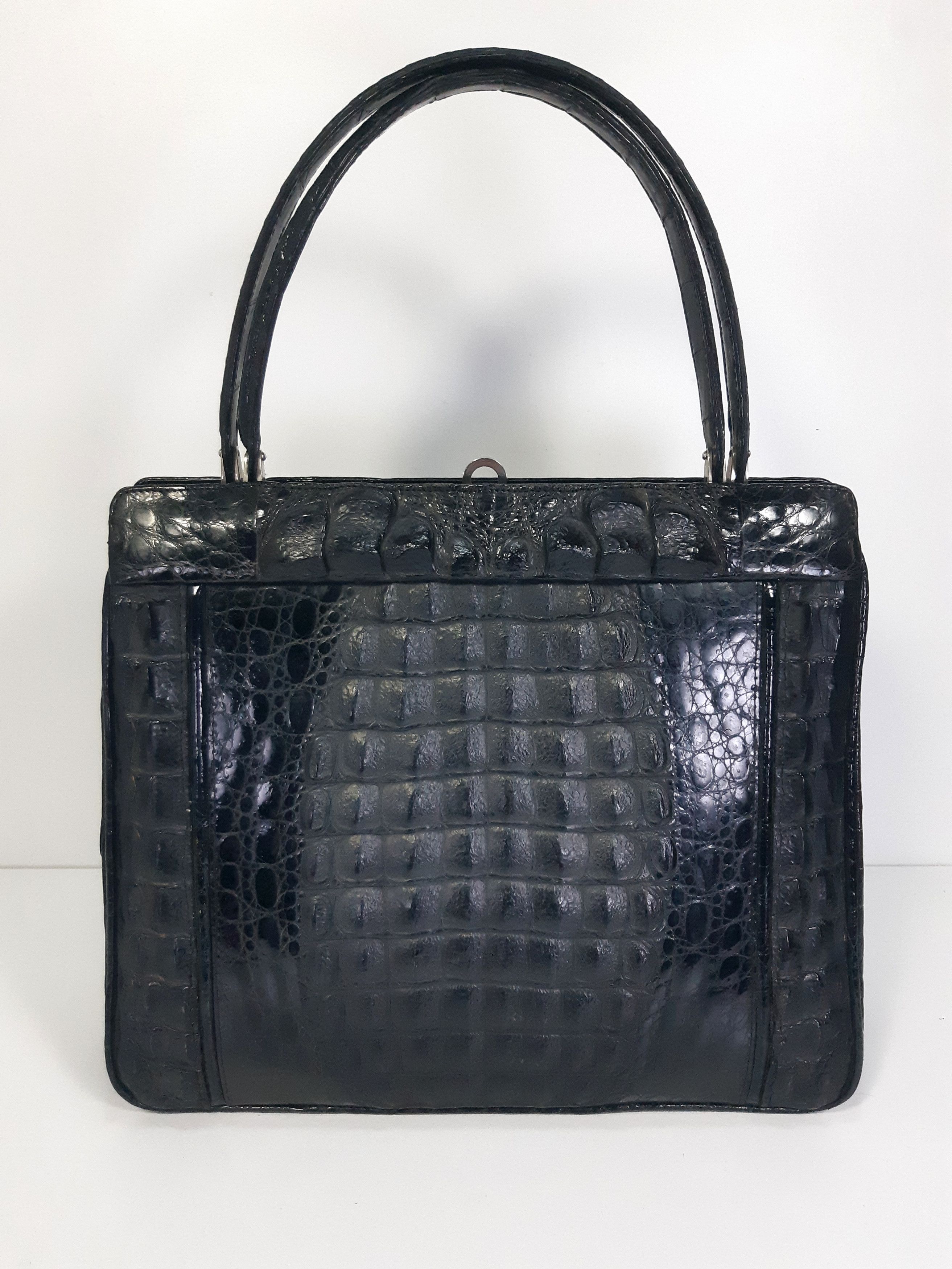 Other Vintage Genuine Hornback Crocodile Handbag Glossy Black Size ONE SIZE - 1 Thumbnail