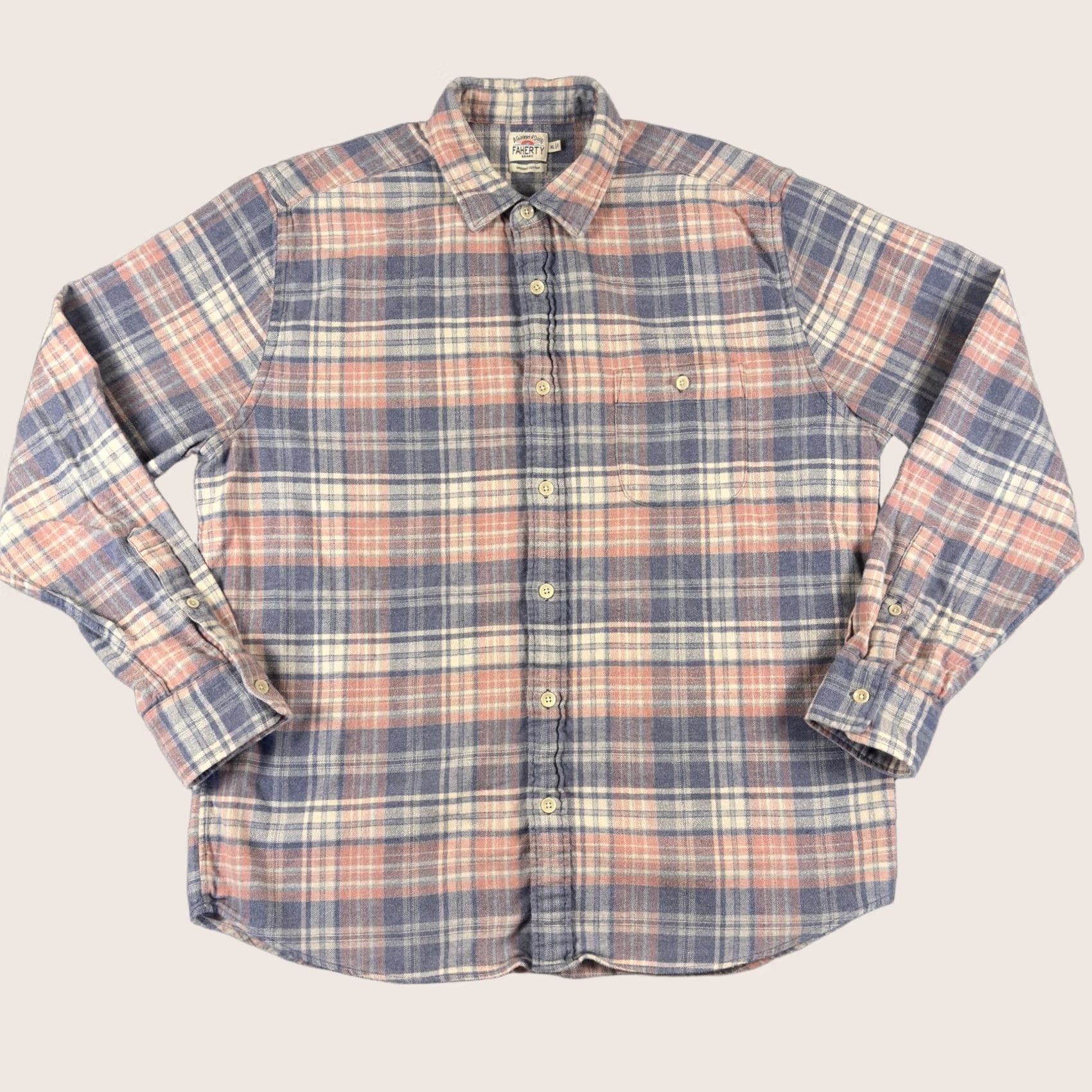 Faherty Faherty Shirt Mens XL Blue Plaid Flannel Long Sleeve Button Up Casual Soft Size US XL / EU 56 / 4 - 1 Thumbnail