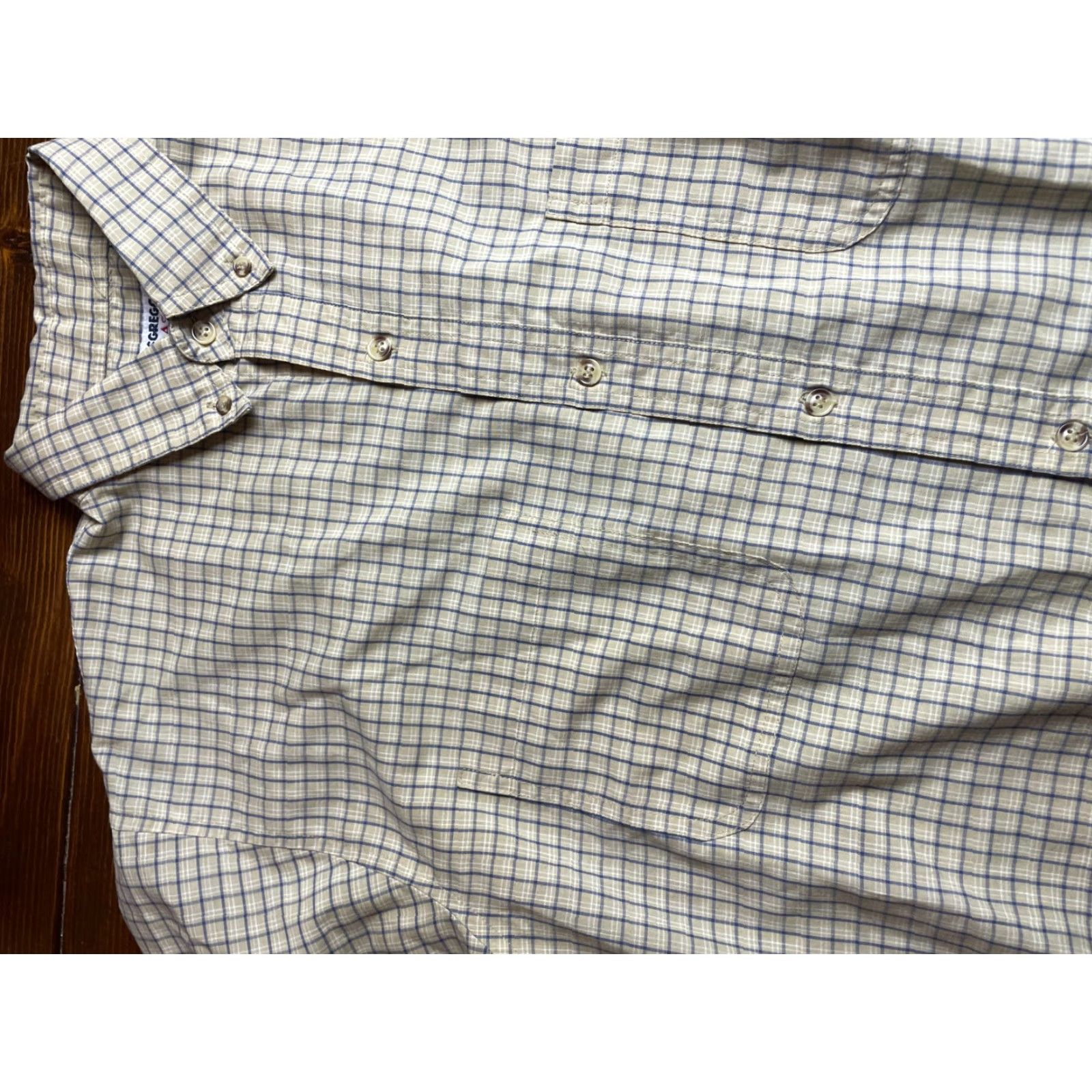 McGregor McGregor Shirt Men's Large Button-Down Checkered Wrinkle Resistant Vintage Brown Tan Casual Short Sleeve Shirt Size US L / EU 52-54 / 3 - 4 Thumbnail