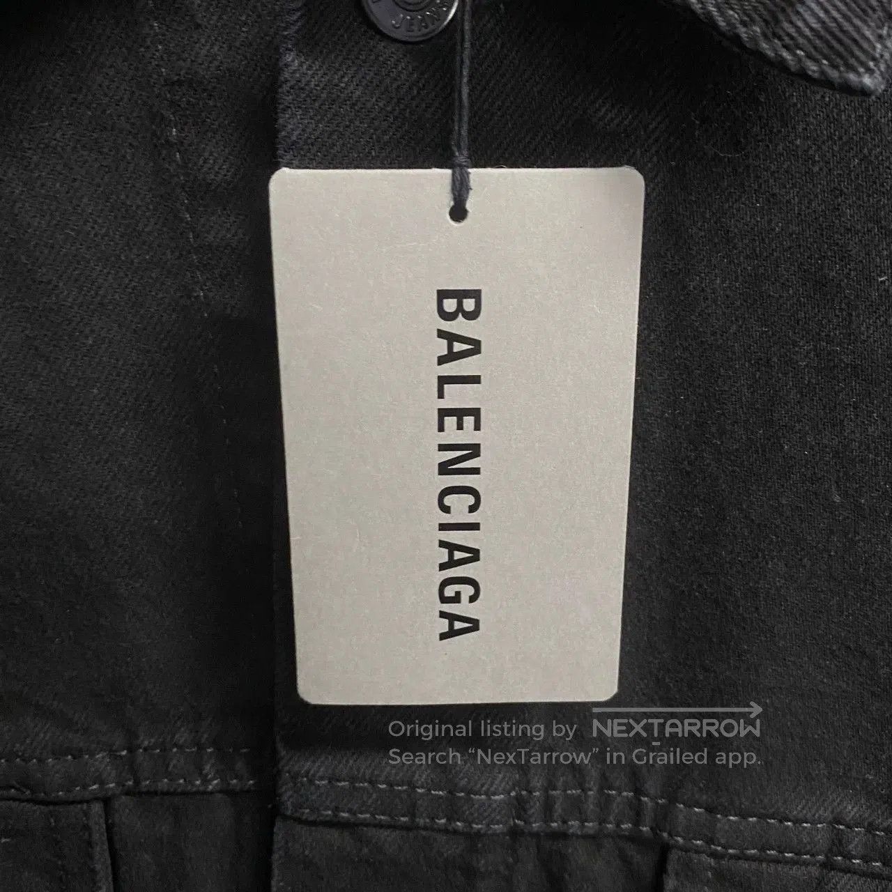 Balenciaga Balenciaga Black Green Logo Denim Jacket. Size US M / EU 48-50 / 2 - 4 Thumbnail