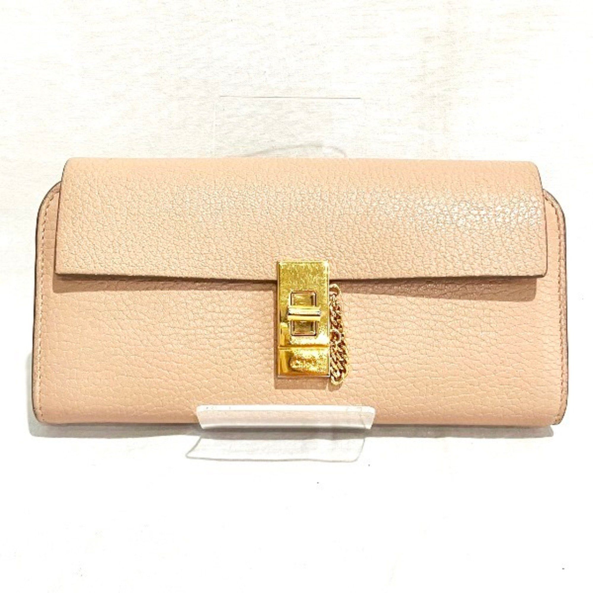 image of Chloé Chloe Drew 3P0780 Leather Wallet Long Women's in Gold