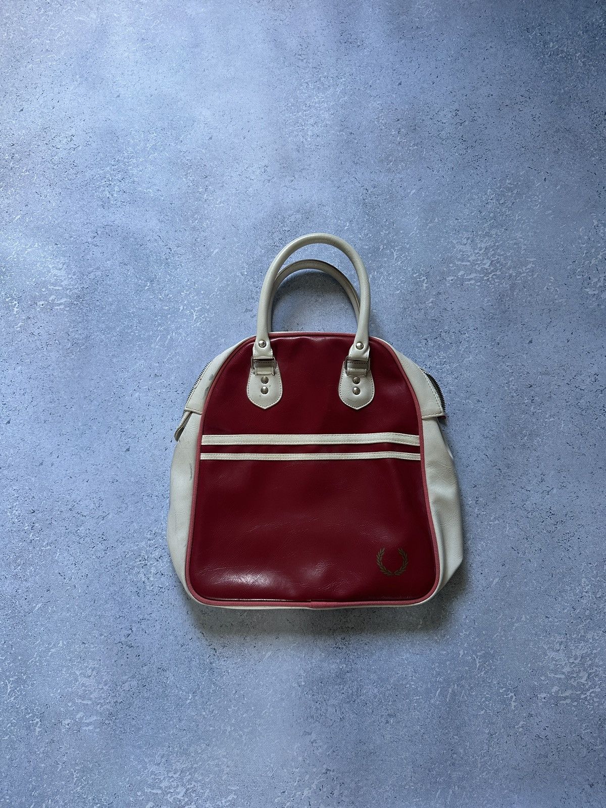 Fred Perry Fred Perry Red White Vintage Bowling Bag Y2K Mod Retro Size ONE SIZE - 1 Thumbnail