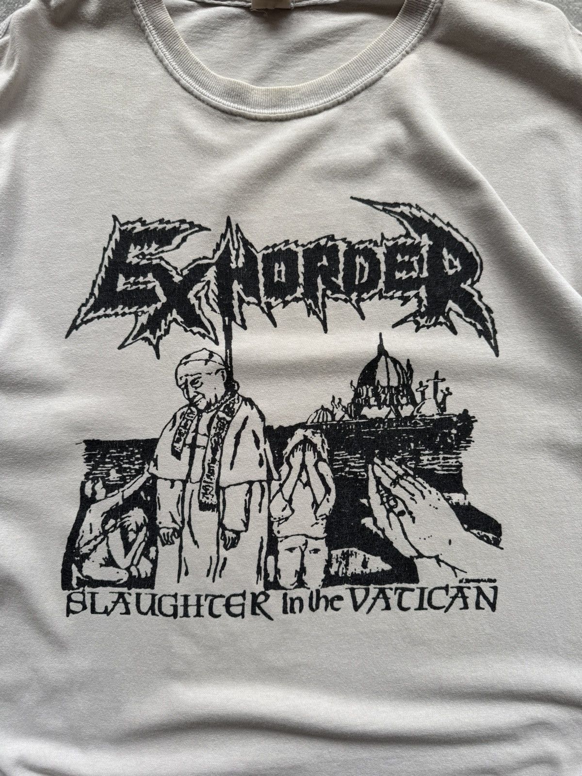 Band Tees × Vintage Vintage Rare Exhorder Slaughter In The Vatican Punk Tee Size US L / EU 52-54 / 3 - 3 Thumbnail