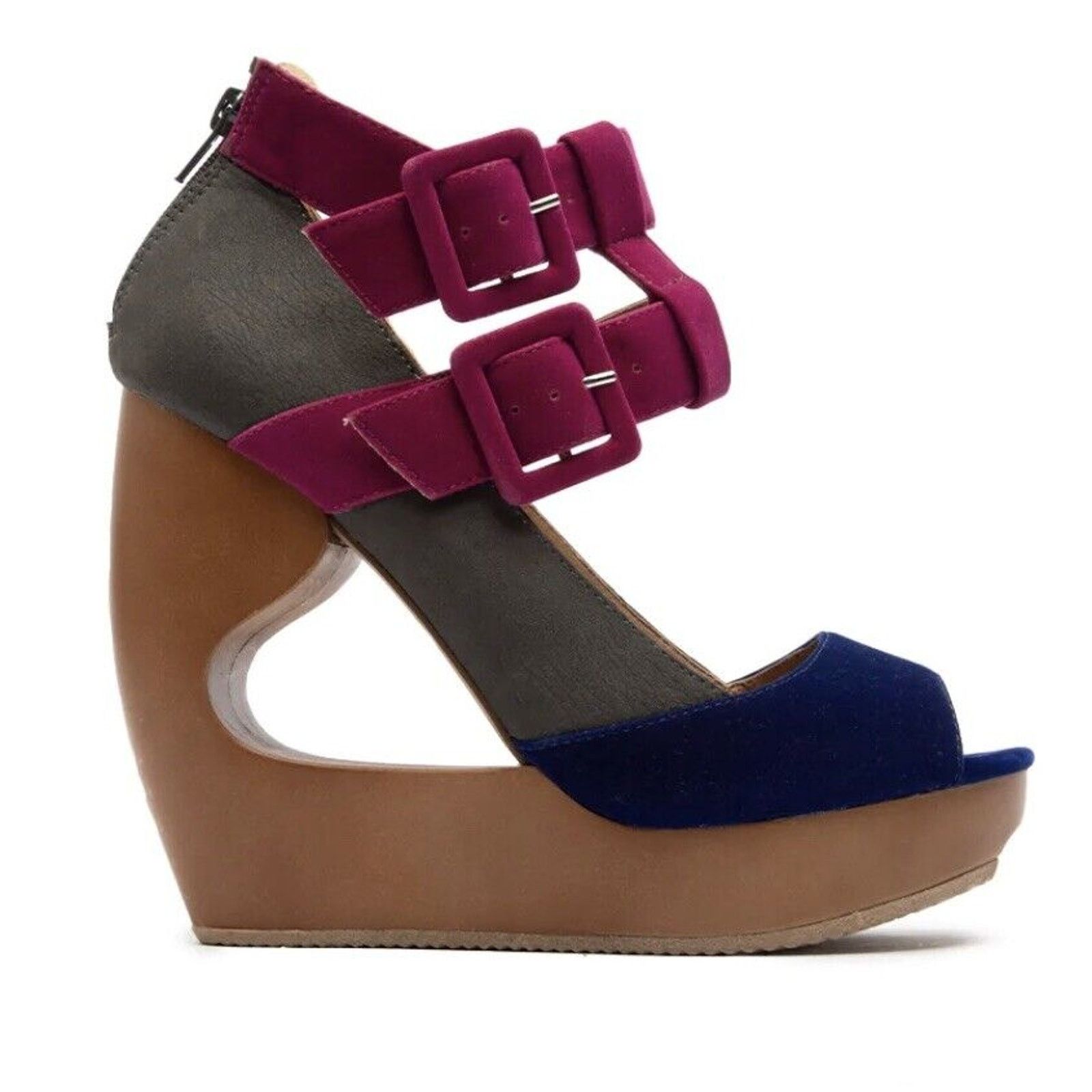 Other Qupid LISBETH 6.5 Ankle Strap Buckle Wedge Platform Sandals Size US 6.5 / IT 36.5 - 7 Thumbnail