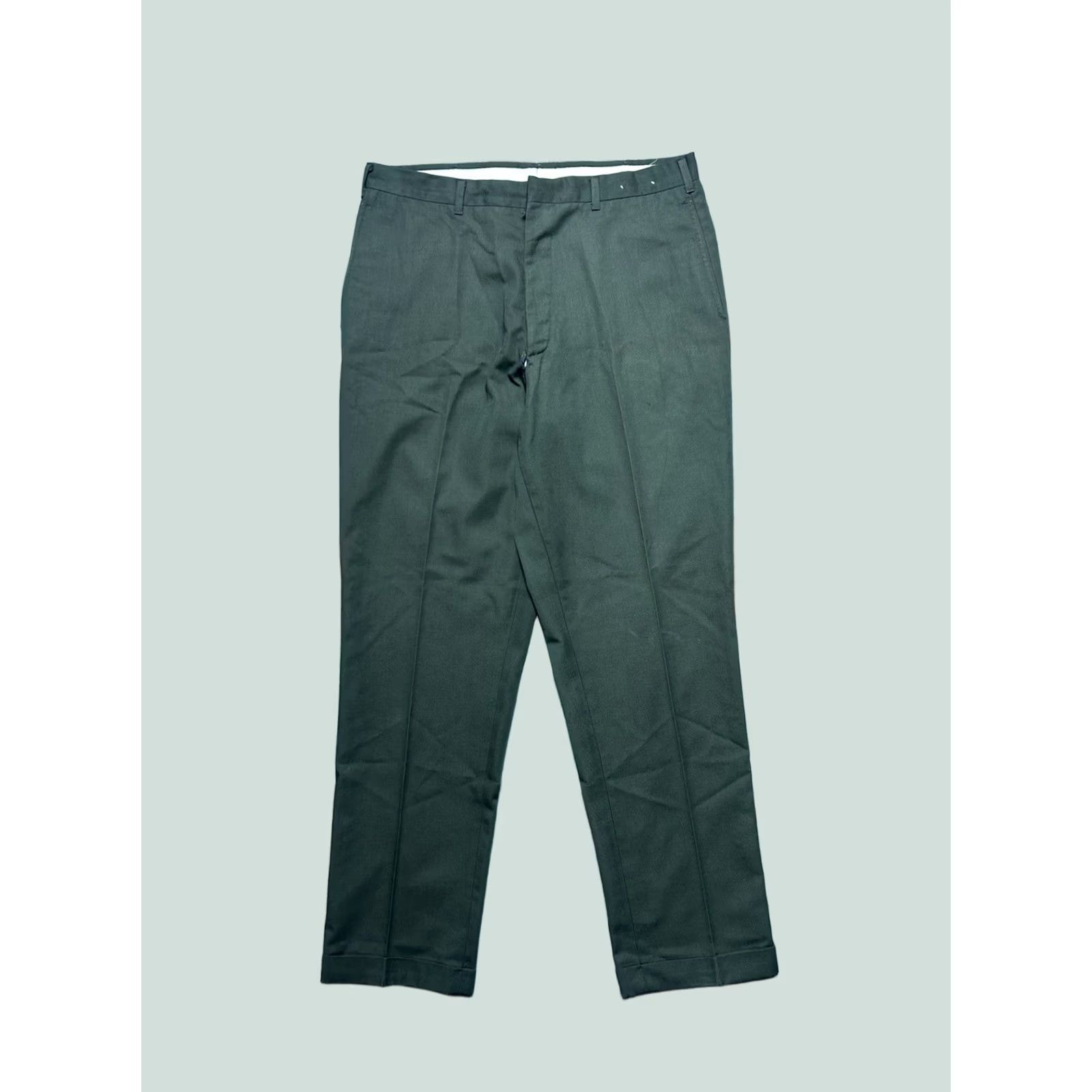 Vintage VINTAGE Koratron Work Pants Chino Green 33x30 Mens Workwear 60s 70s Size US 33 - 1 Thumbnail