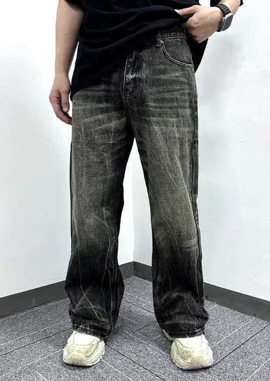 Japanese Brand Retro distressed trendy loose casual lightning washed jeans Size US 32 / EU 48 - 1 Thumbnail