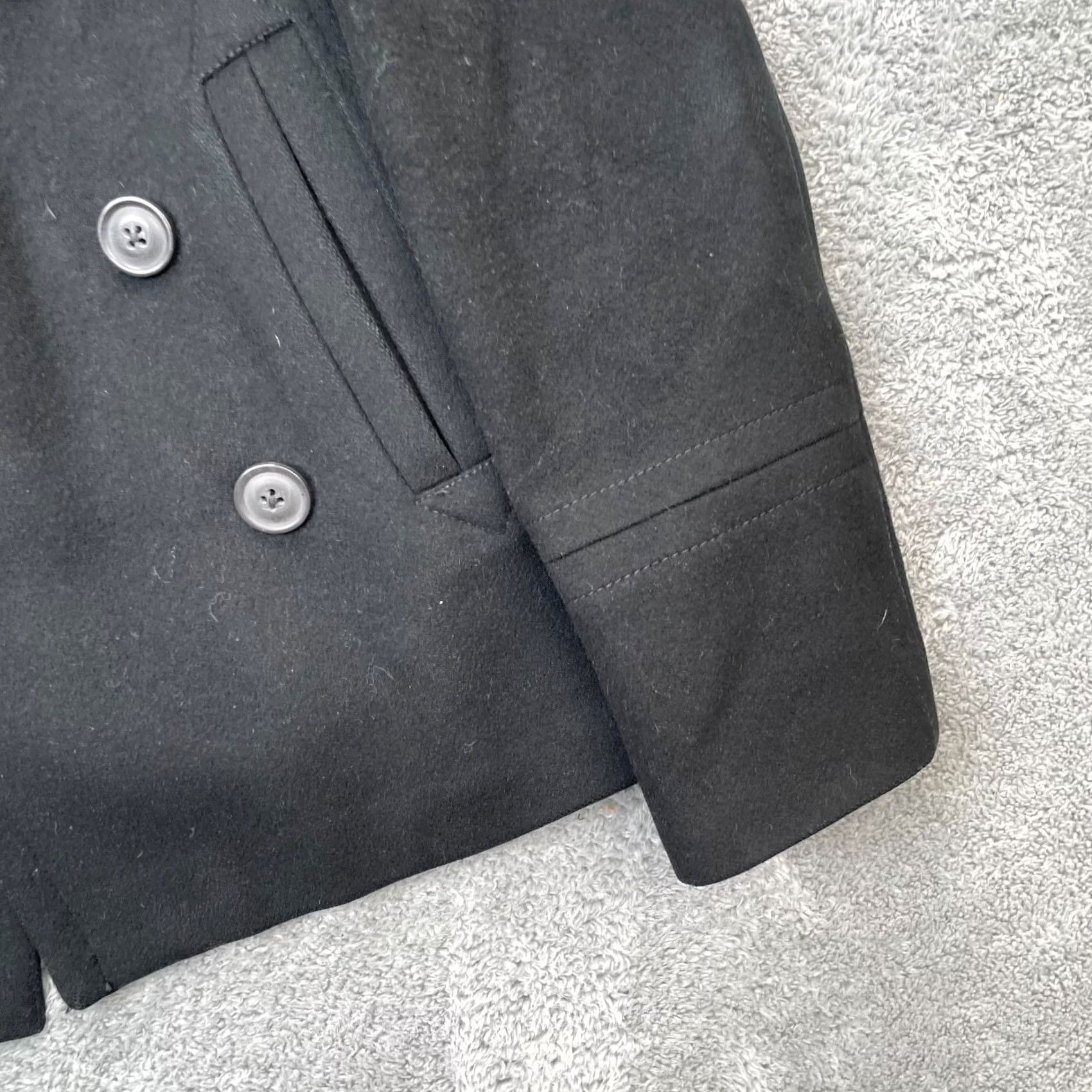 J.Crew VINTAGE J.CREW Coat Wool Pea Coat Womens M Black Lined Pockets Thinsulate Button Short 90s Classic Preppy Size M / US 6-8 / IT 42-44 - 3 Thumbnail