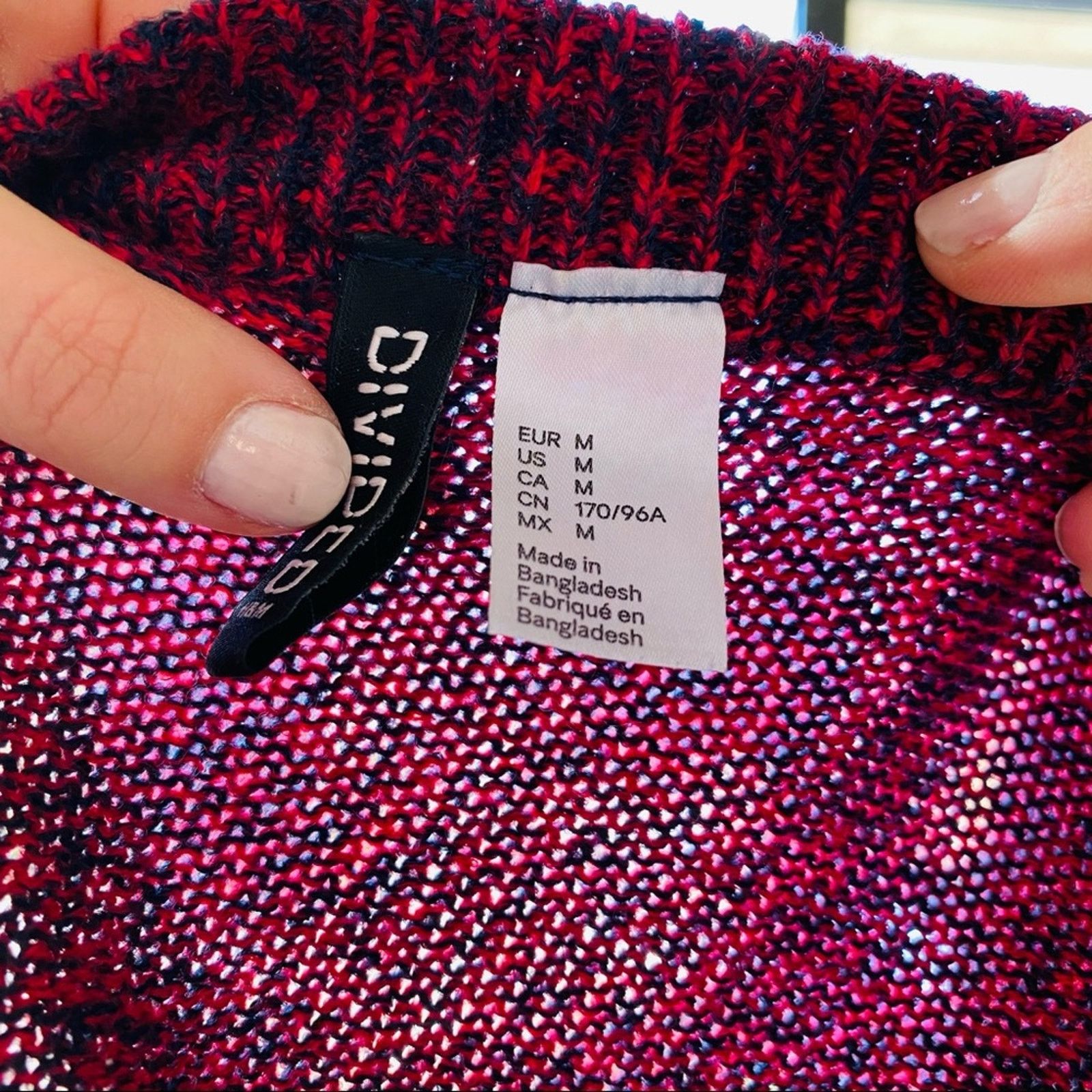 H&M H&M DIVIDED Red Blue Marled Knit Cropped Pullover Sweater Size M / US 6-8 / IT 42-44 - 6 Thumbnail